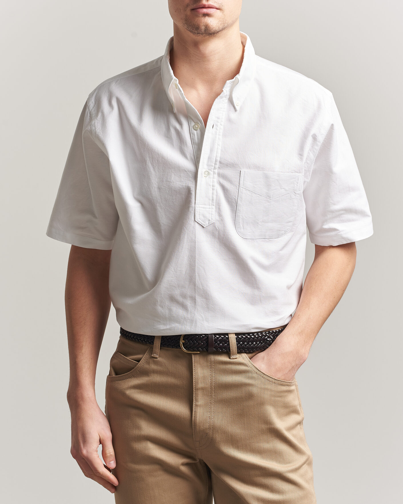 Mies | Kauluspaidat | Kamakura Shirts | Vintage Ivy Half Sleeve Oxford Popover White
