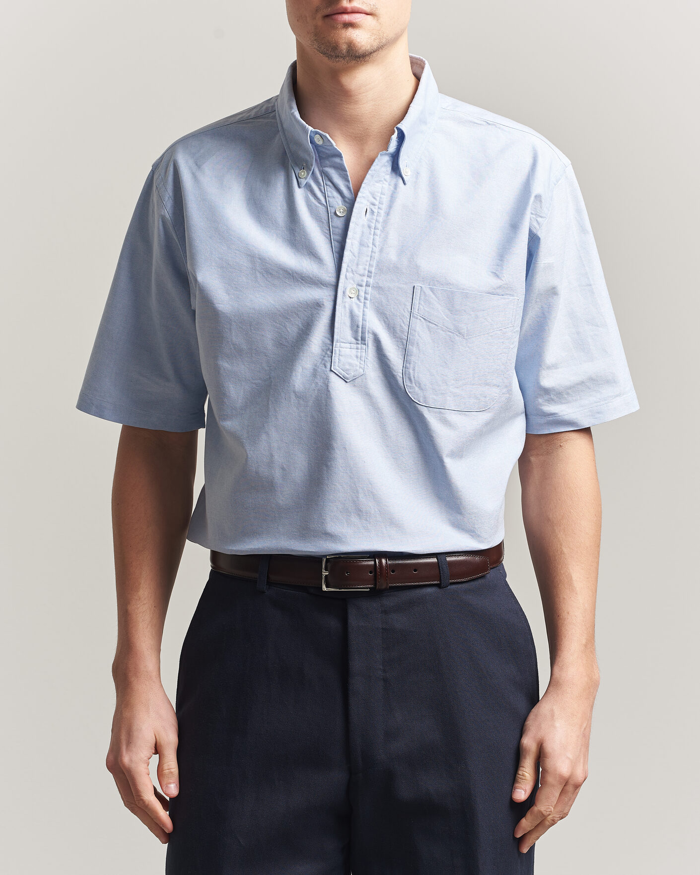 Mies | Kauluspaidat | Kamakura Shirts | Vintage Ivy Half Sleeve Oxford Popover Light Blue