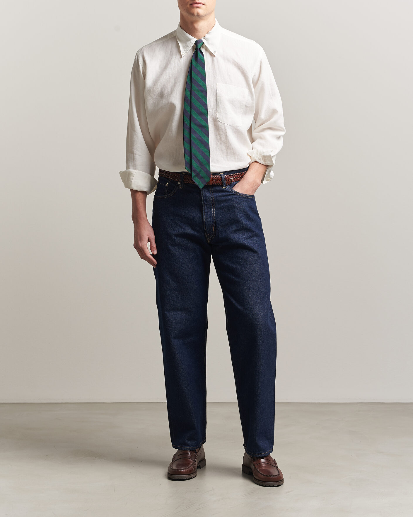 Mies | Kauluspaidat | Kamakura Shirts | Linen Ametora Shirt White