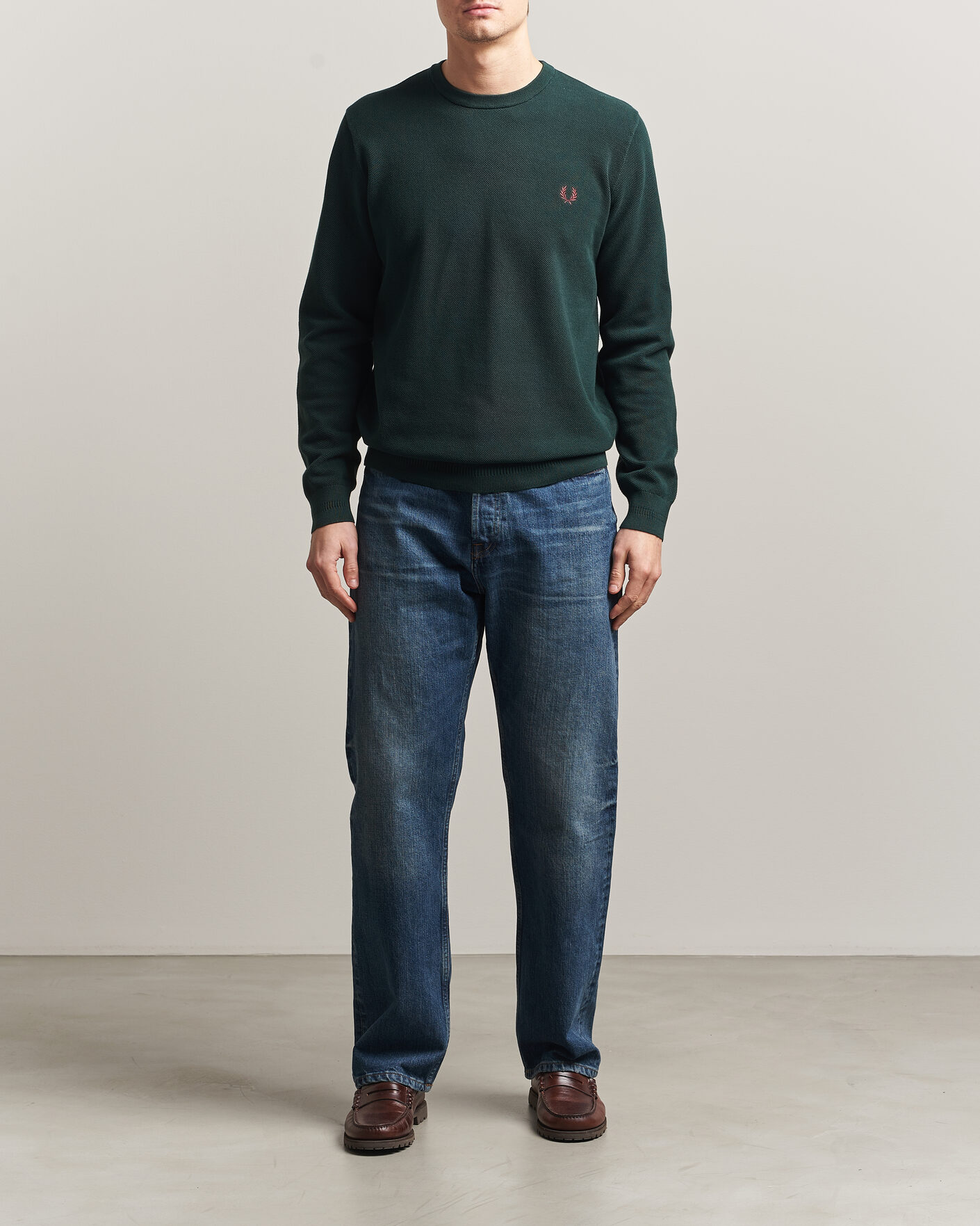 Mies | Puserot | Fred Perry | Piqué Stitched Sweater Grassroots Green