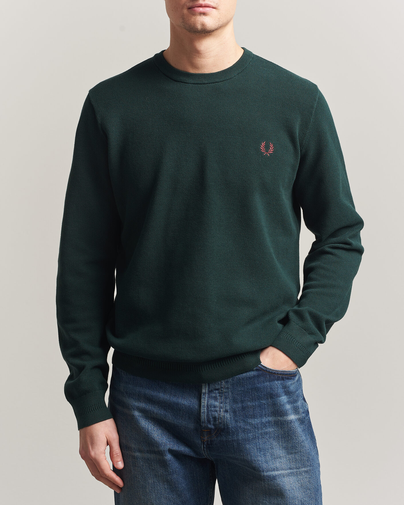 Mies | Puserot | Fred Perry | Piqué Stitched Sweater Grassroots Green