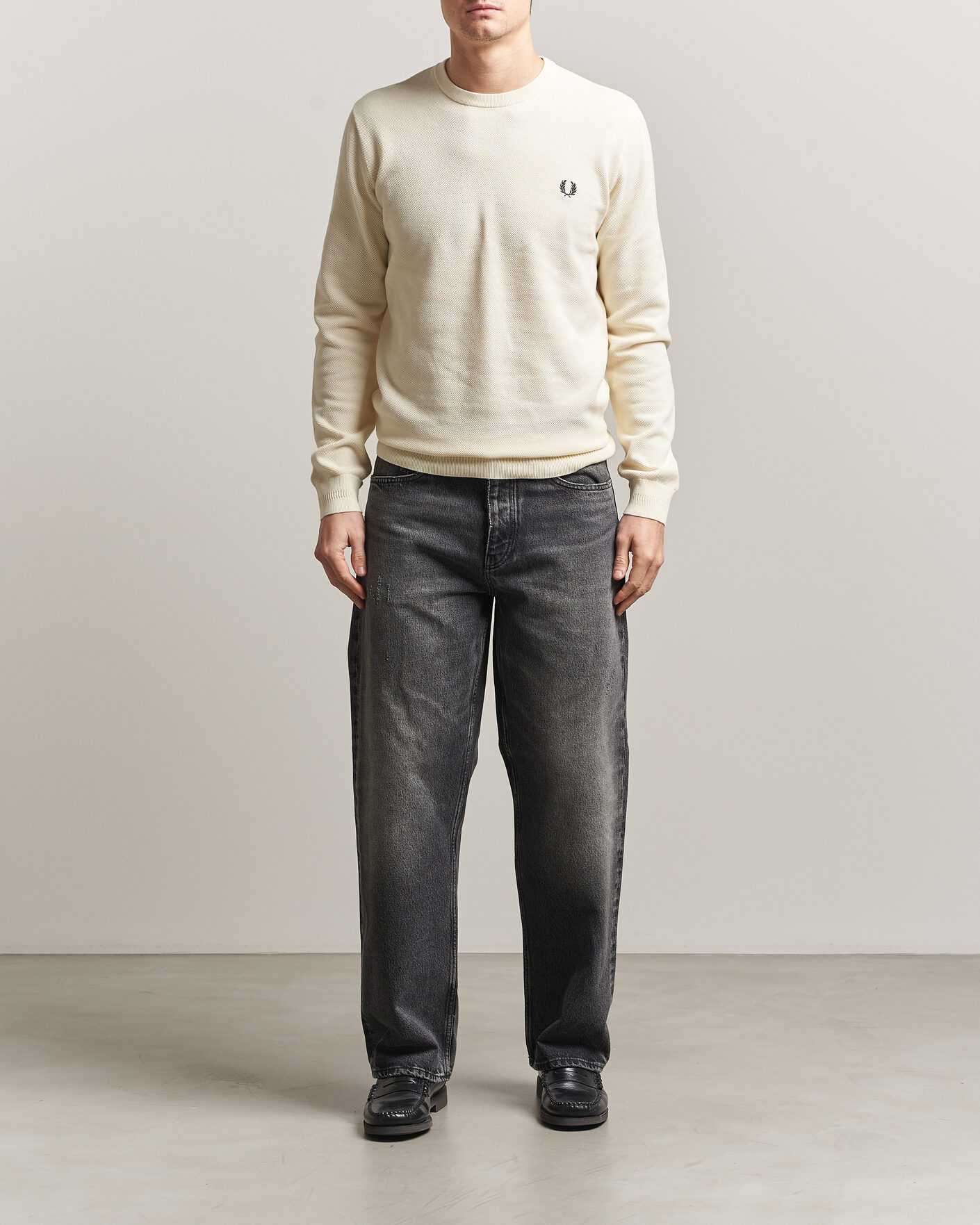 Mies | Puserot | Fred Perry | Piqué Stitched Sweater Ecru