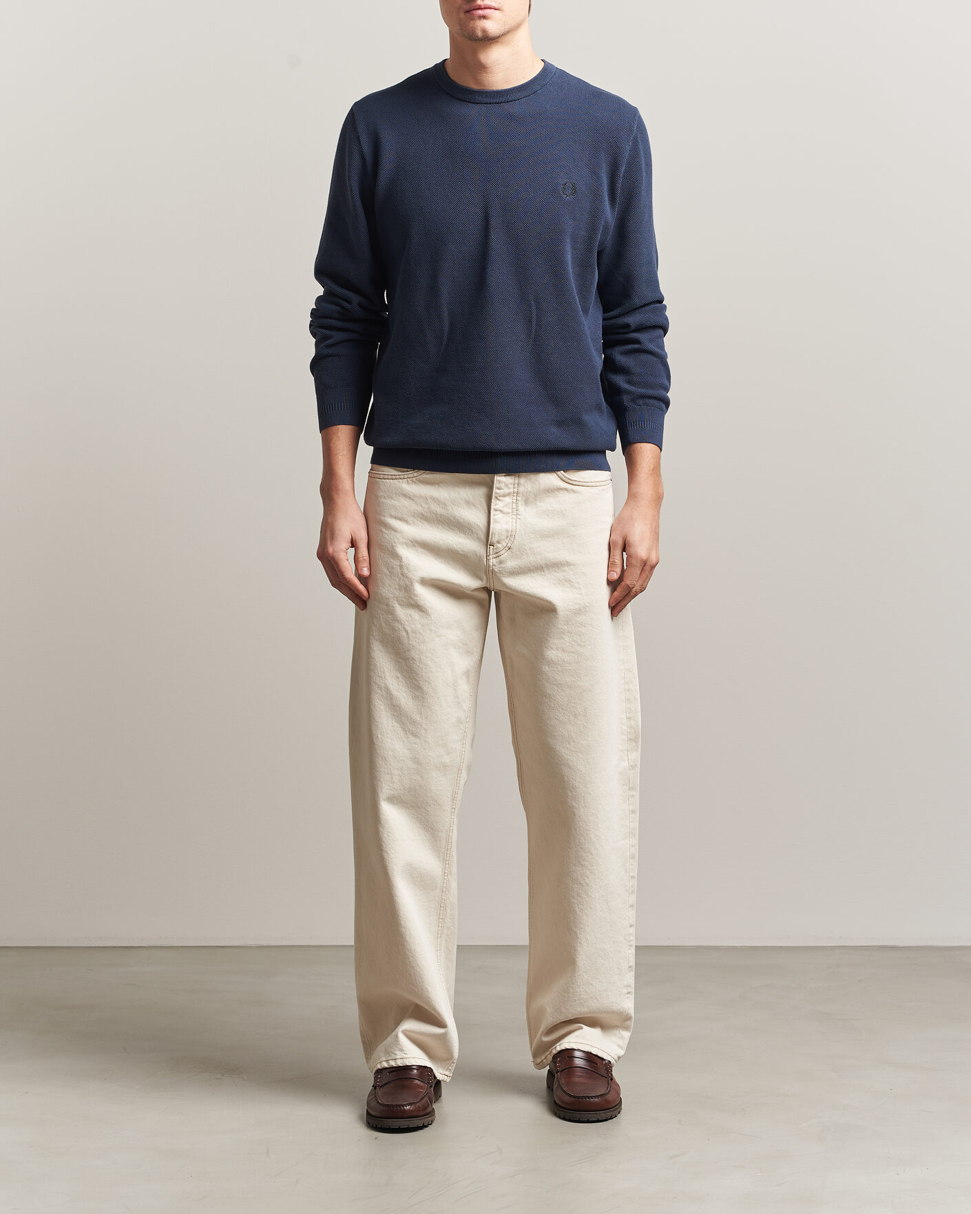 Mies | Puserot | Fred Perry | Piqué Stitched Sweater Dark Airforce