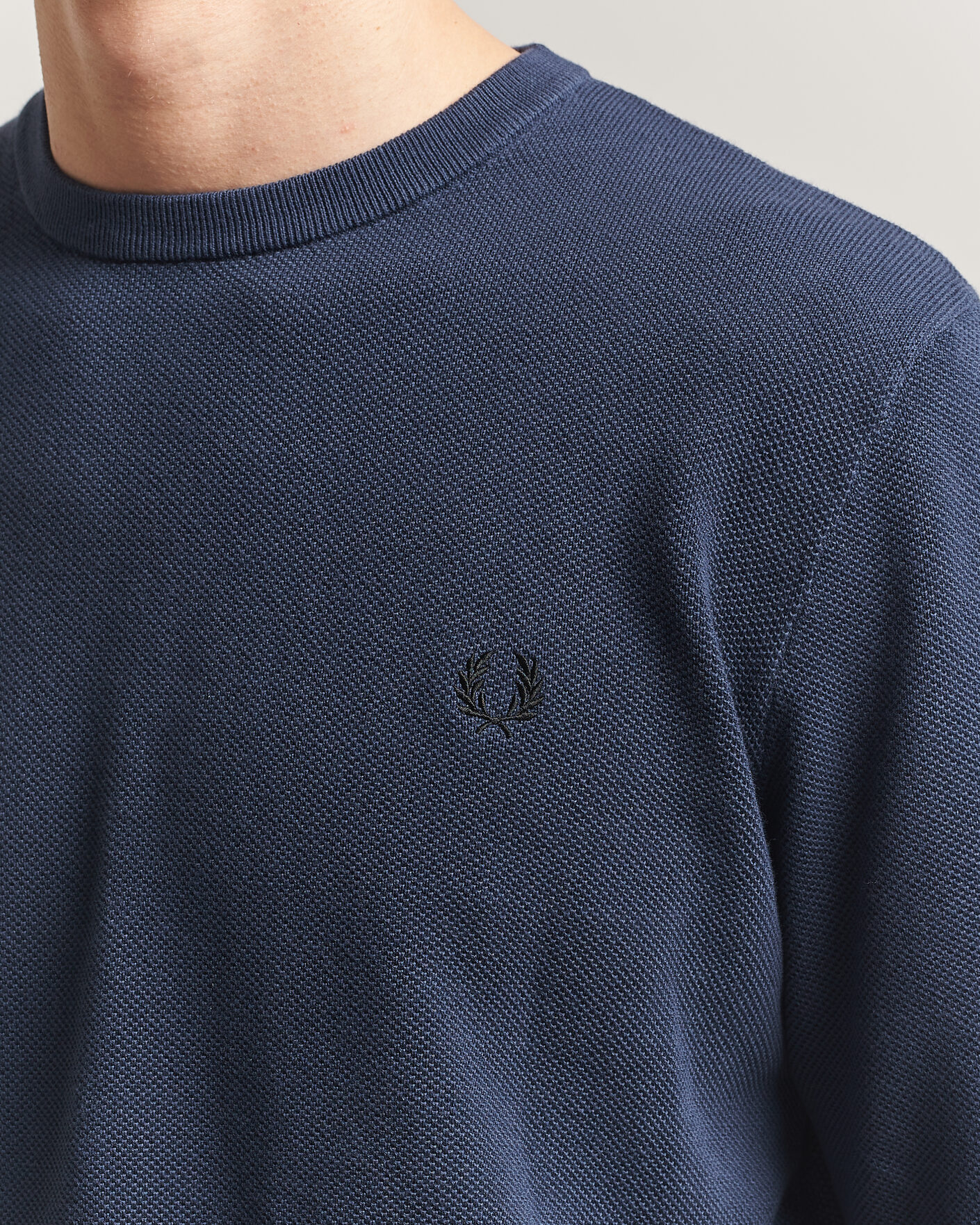 Mies | Puserot | Fred Perry | Piqué Stitched Sweater Dark Airforce