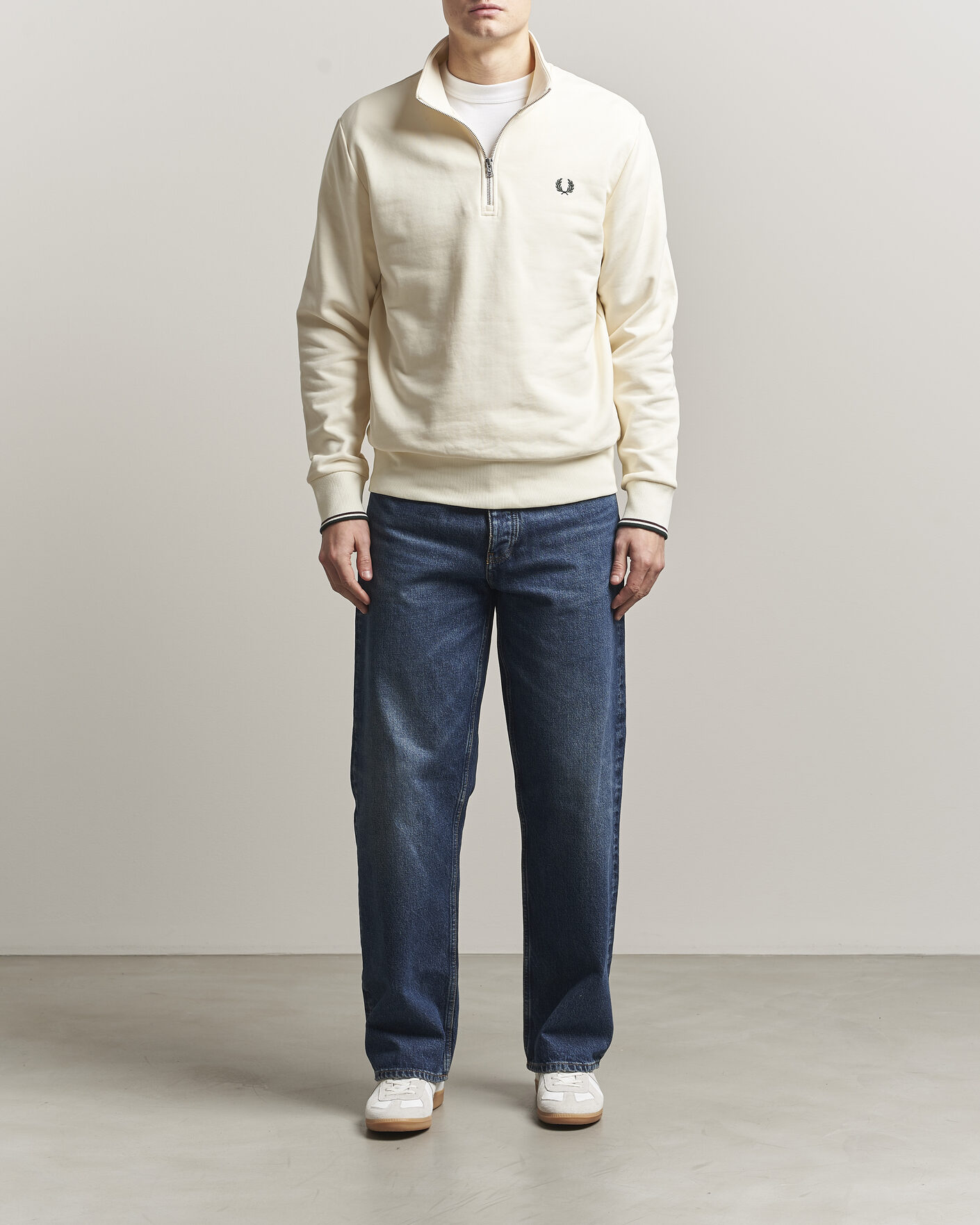 Mies | Puserot | Fred Perry | Half Zip Sweatshirt Ecru