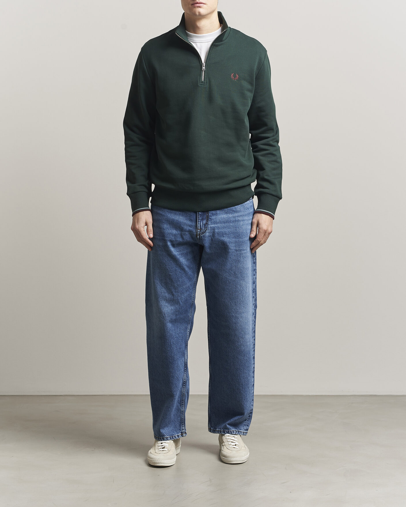 Mies | Puserot | Fred Perry | Half Zip Sweatshirt Grassroots Green