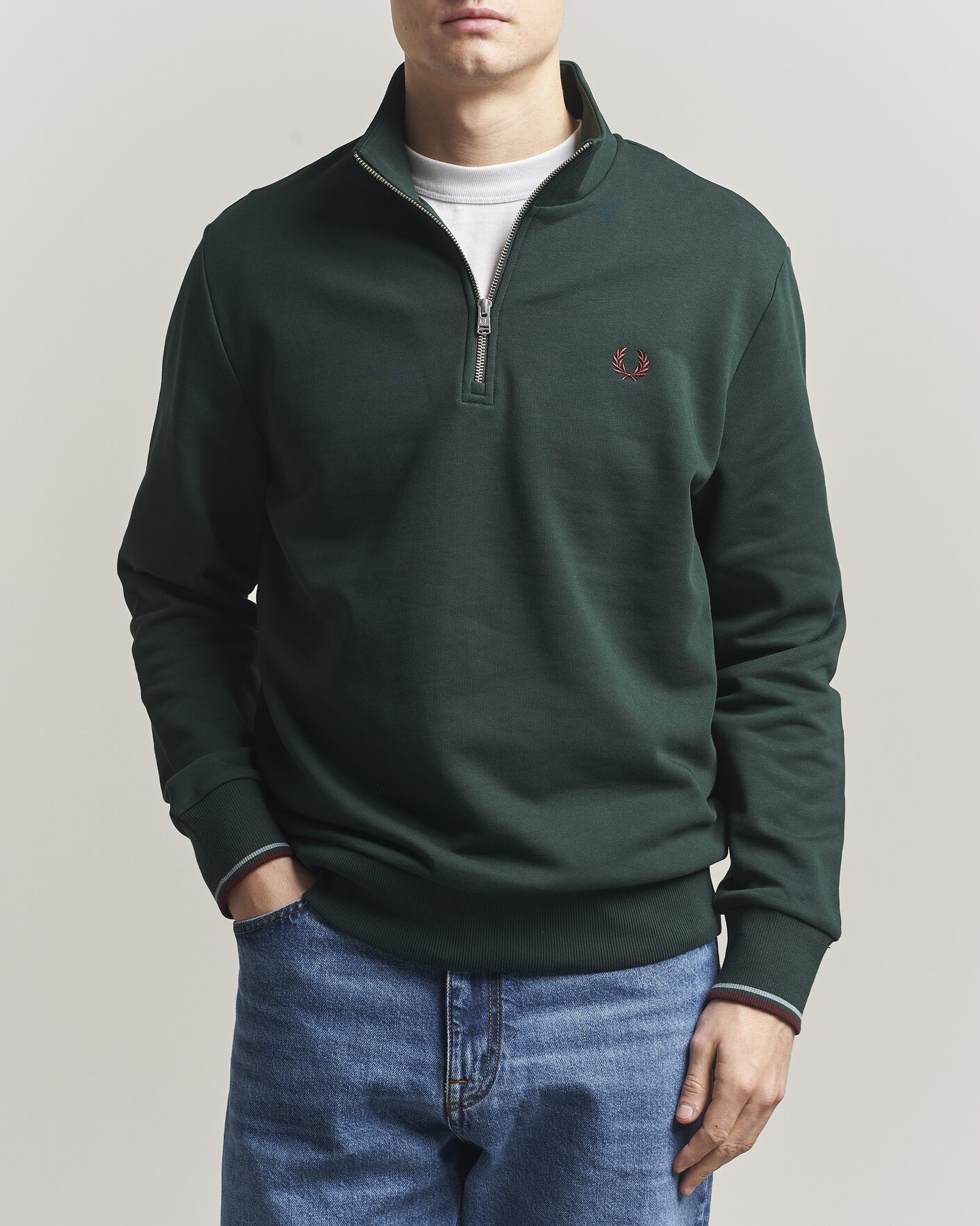 Mies | Puserot | Fred Perry | Half Zip Sweatshirt Grassroots Green