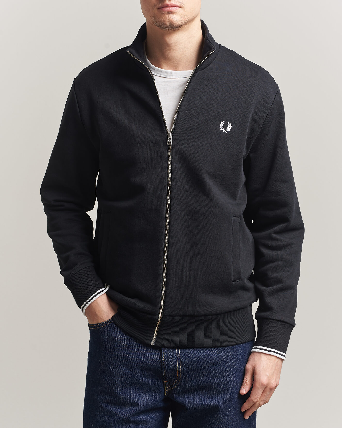 Mies | Puserot | Fred Perry | Full Zip Sweatshirt Black