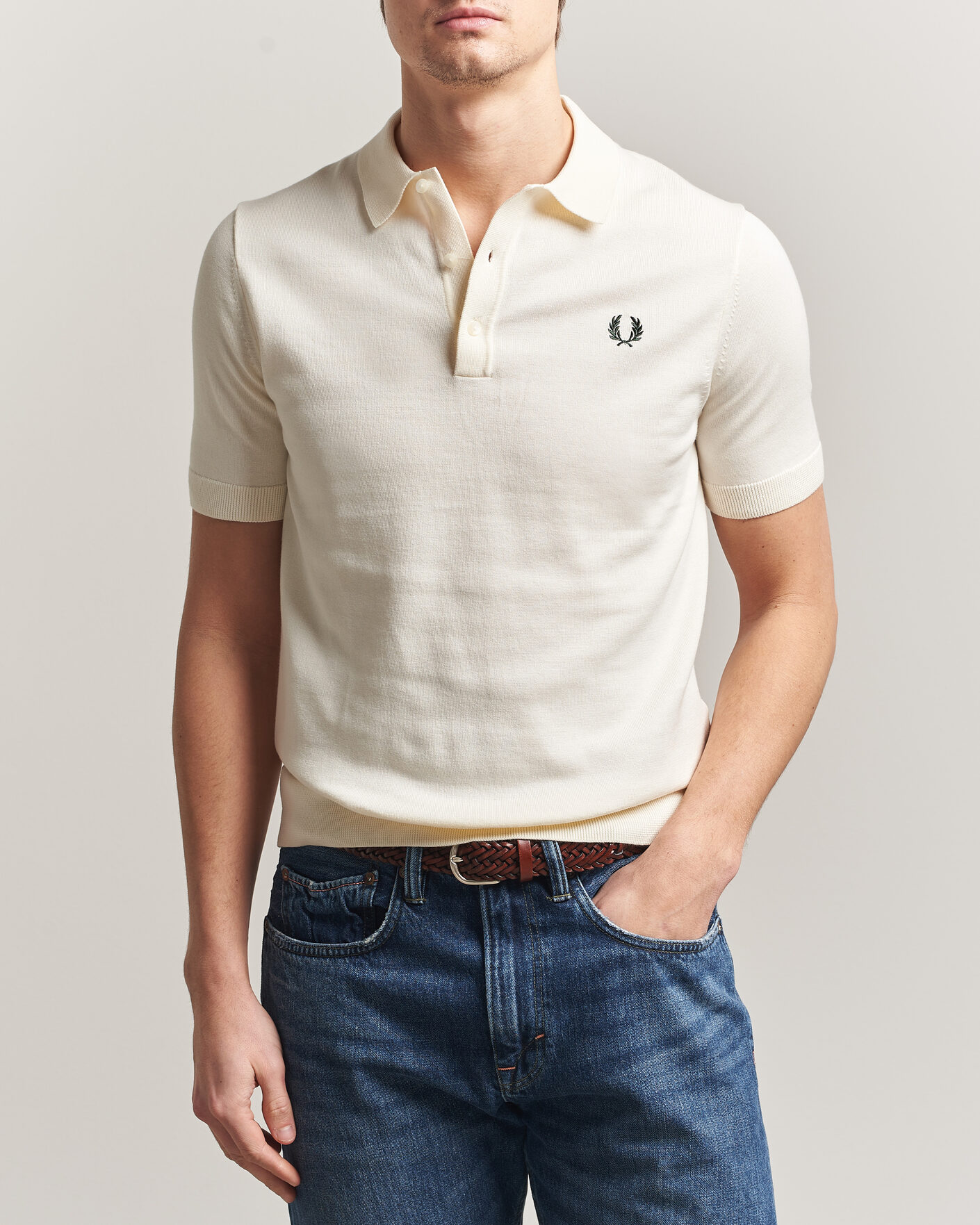 Mies | Pikeet | Fred Perry | Cotton Knitted Polo Ecru