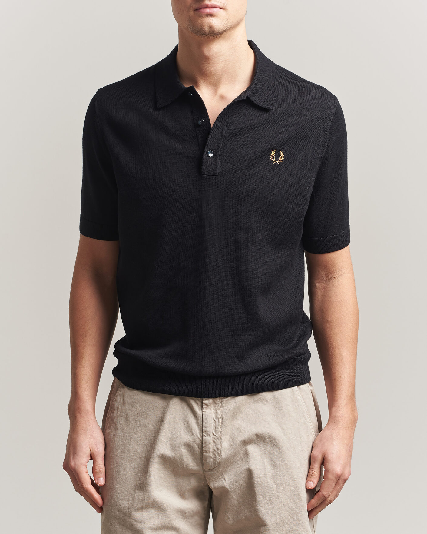 Mies | Pikeet | Fred Perry | Cotton Knitted Polo Black