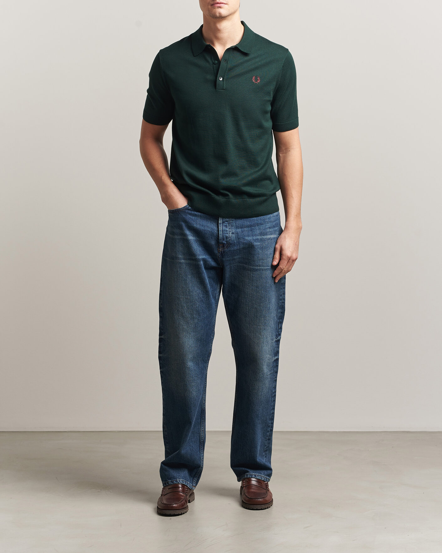 Mies | Pikeet | Fred Perry | Cotton Knitted Polo Grassroots Green