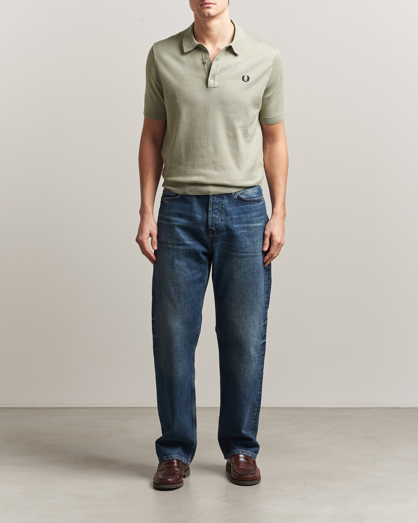Mies | Pikeet | Fred Perry | Cotton Knitted Polo Seagrass Green