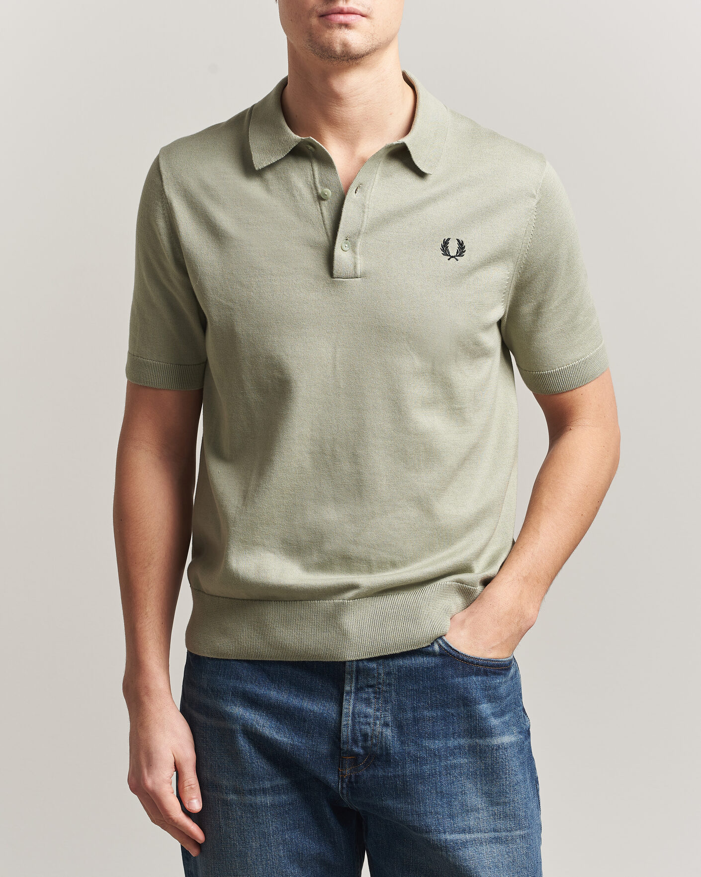 Mies | Pikeet | Fred Perry | Cotton Knitted Polo Seagrass Green