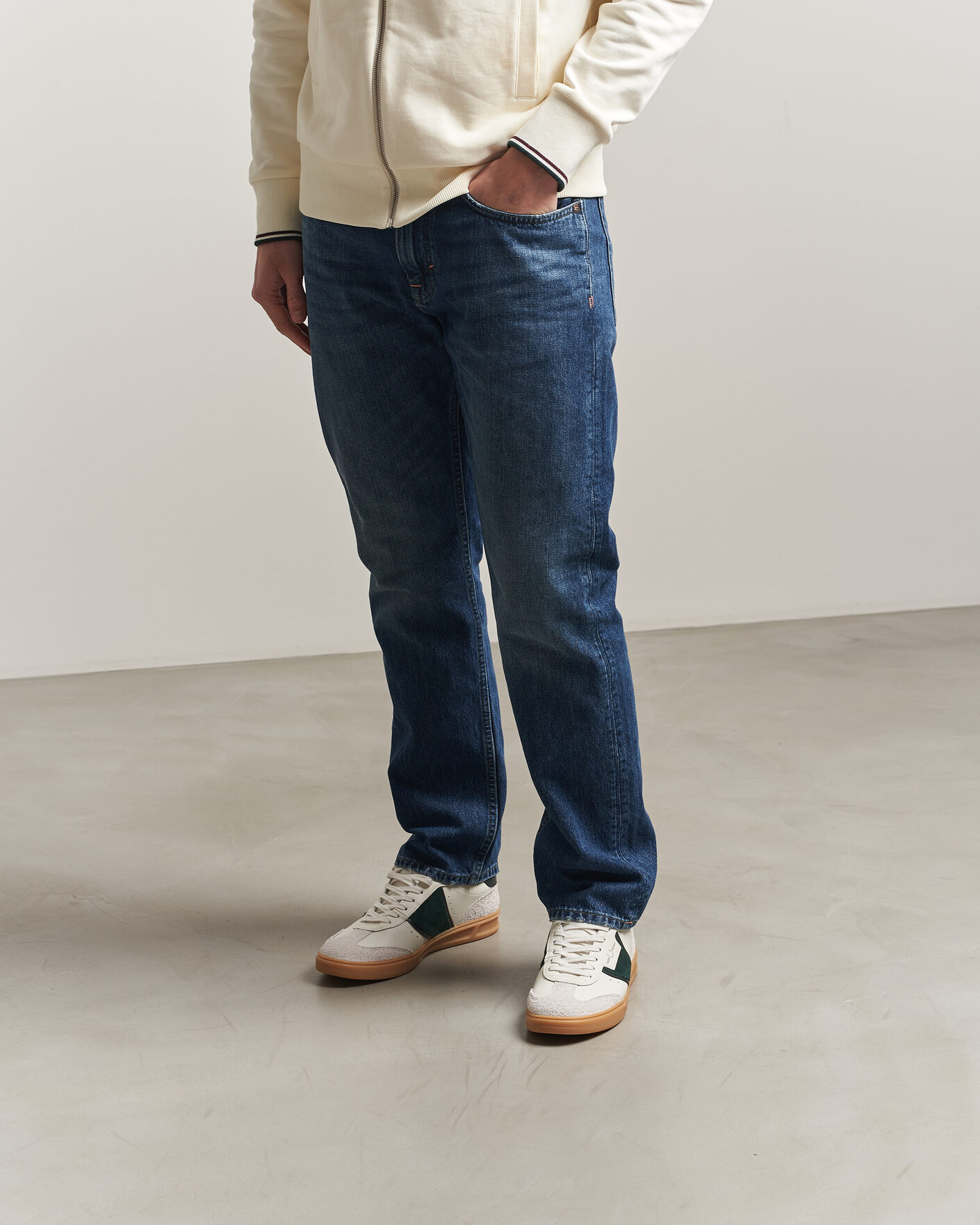 Mies | Tennarit | Fred Perry | B4 Leather/Suede Sneaker Light Ecru/Green