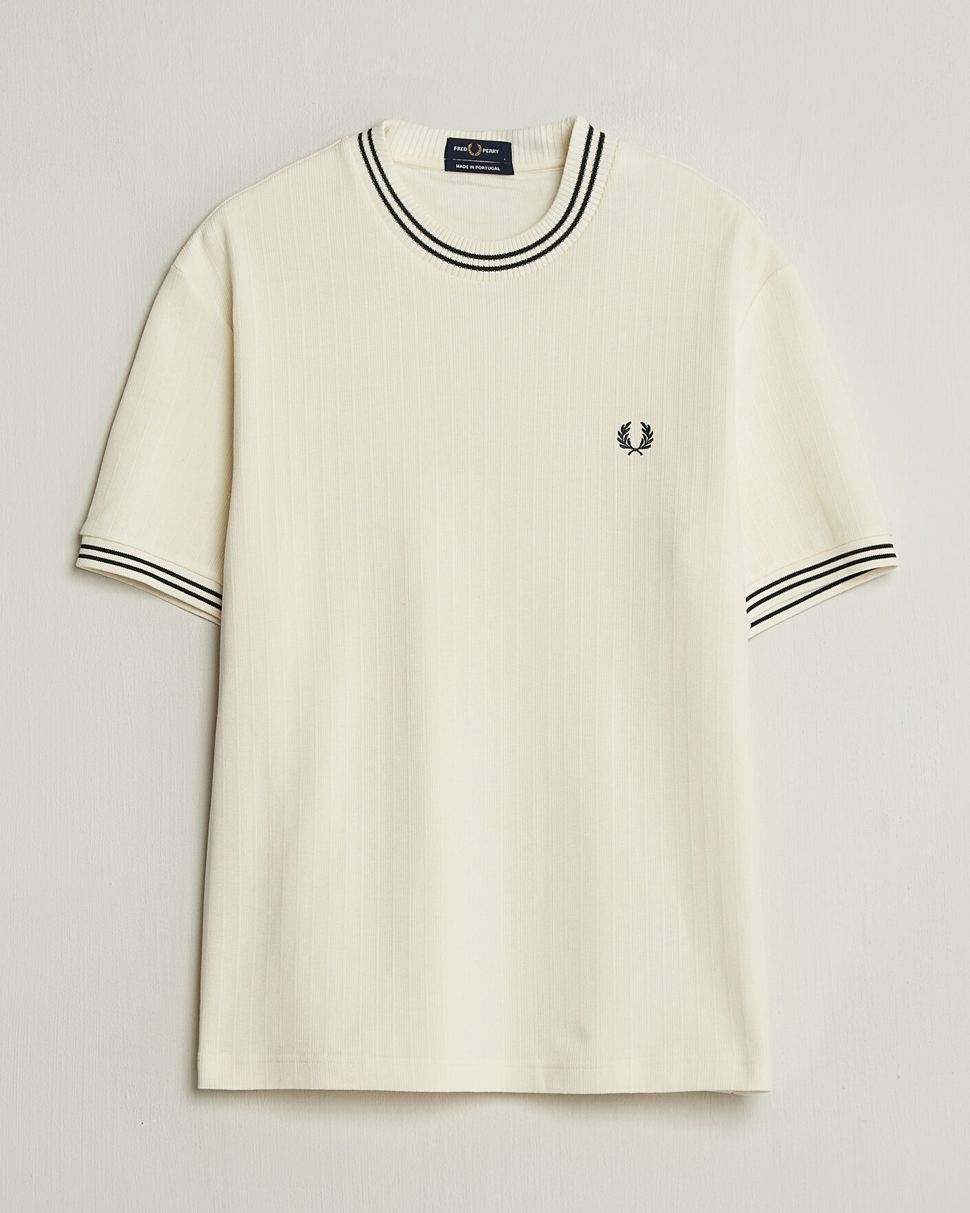 Mies | T-paidat | Fred Perry | Rib Knitted T-Shirt Ecru