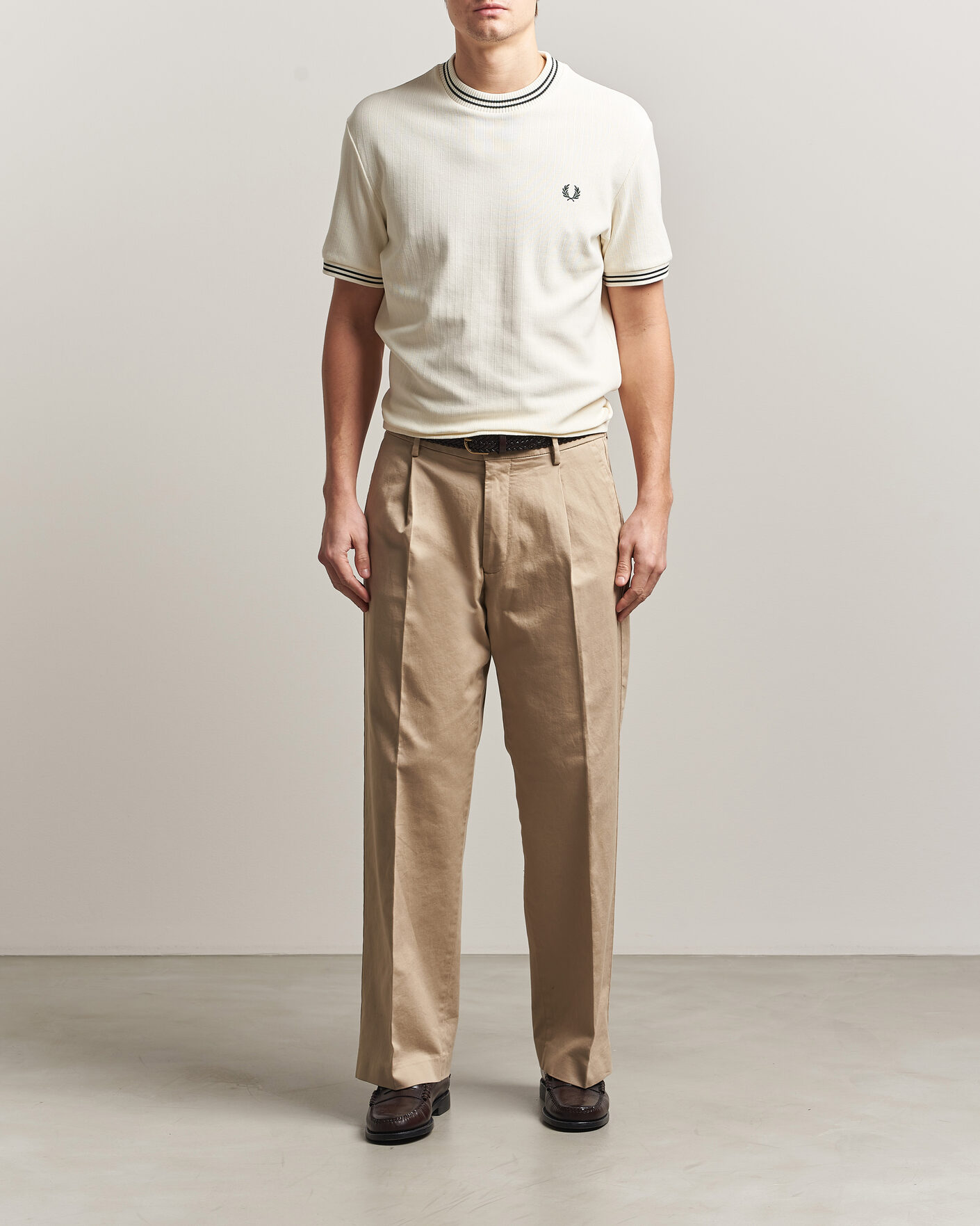 Mies | T-paidat | Fred Perry | Rib Knitted T-Shirt Ecru