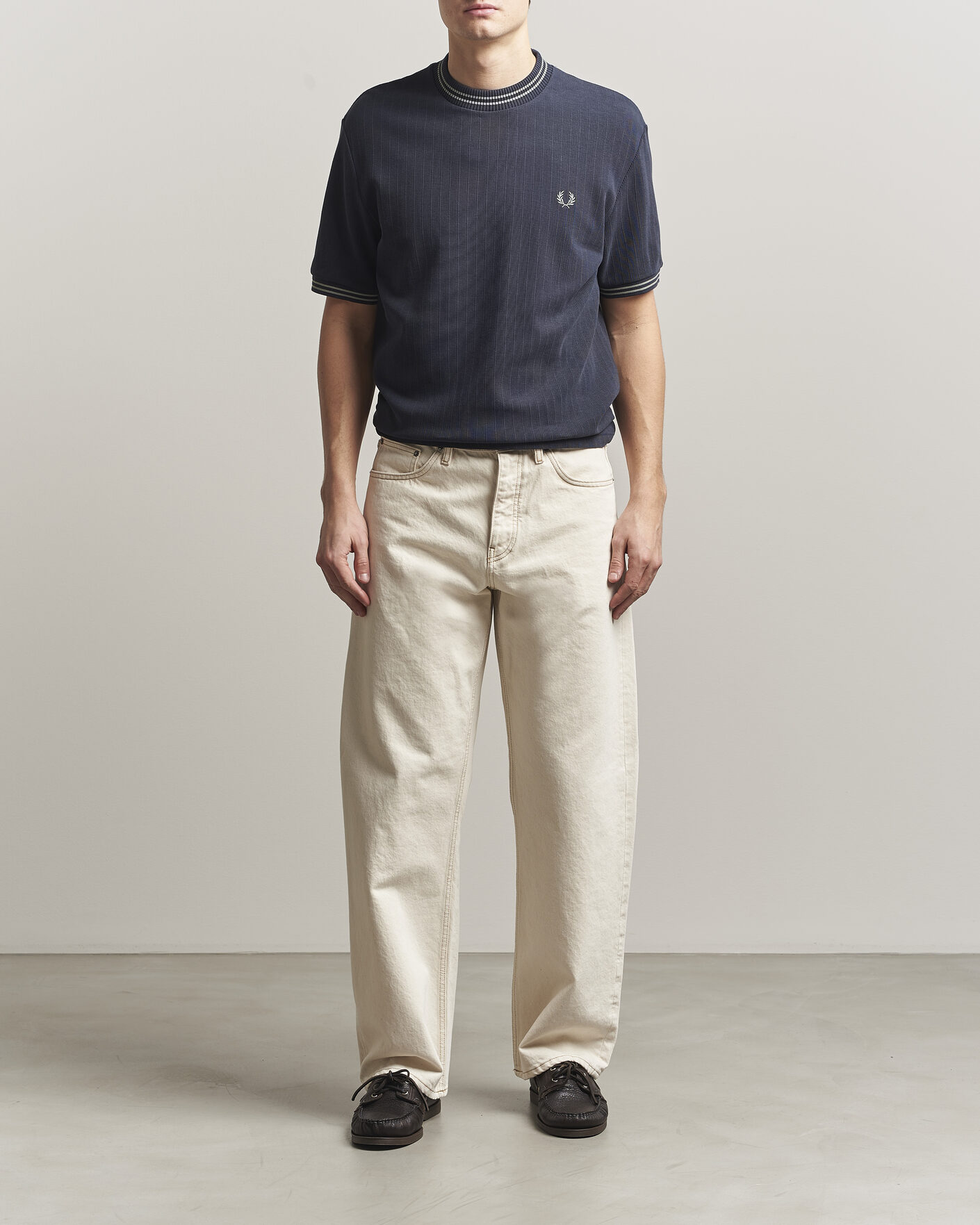 Mies | T-paidat | Fred Perry | Rib Knitted T-Shirt Navy