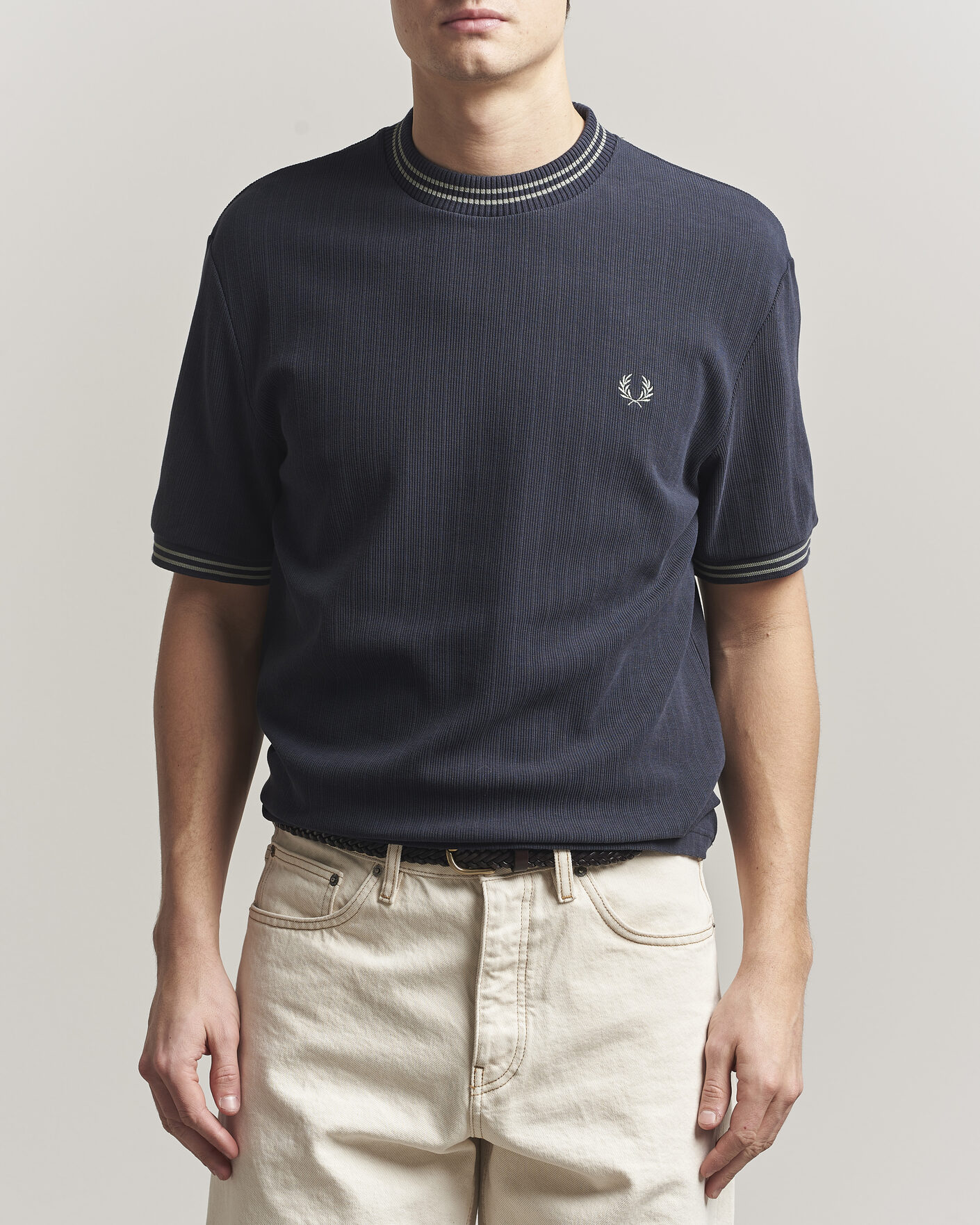 Mies | T-paidat | Fred Perry | Rib Knitted T-Shirt Navy