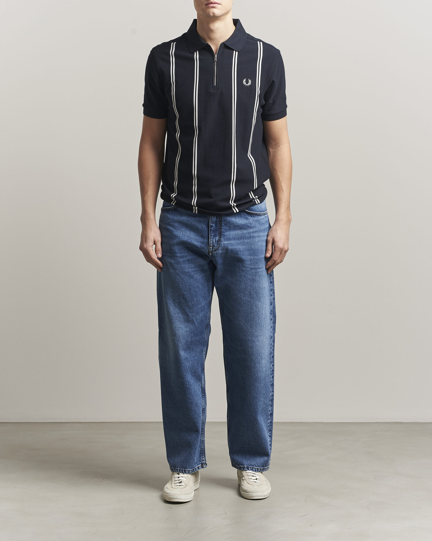 Mies | Pikeet | Fred Perry | Vertical Striped Polo Navy