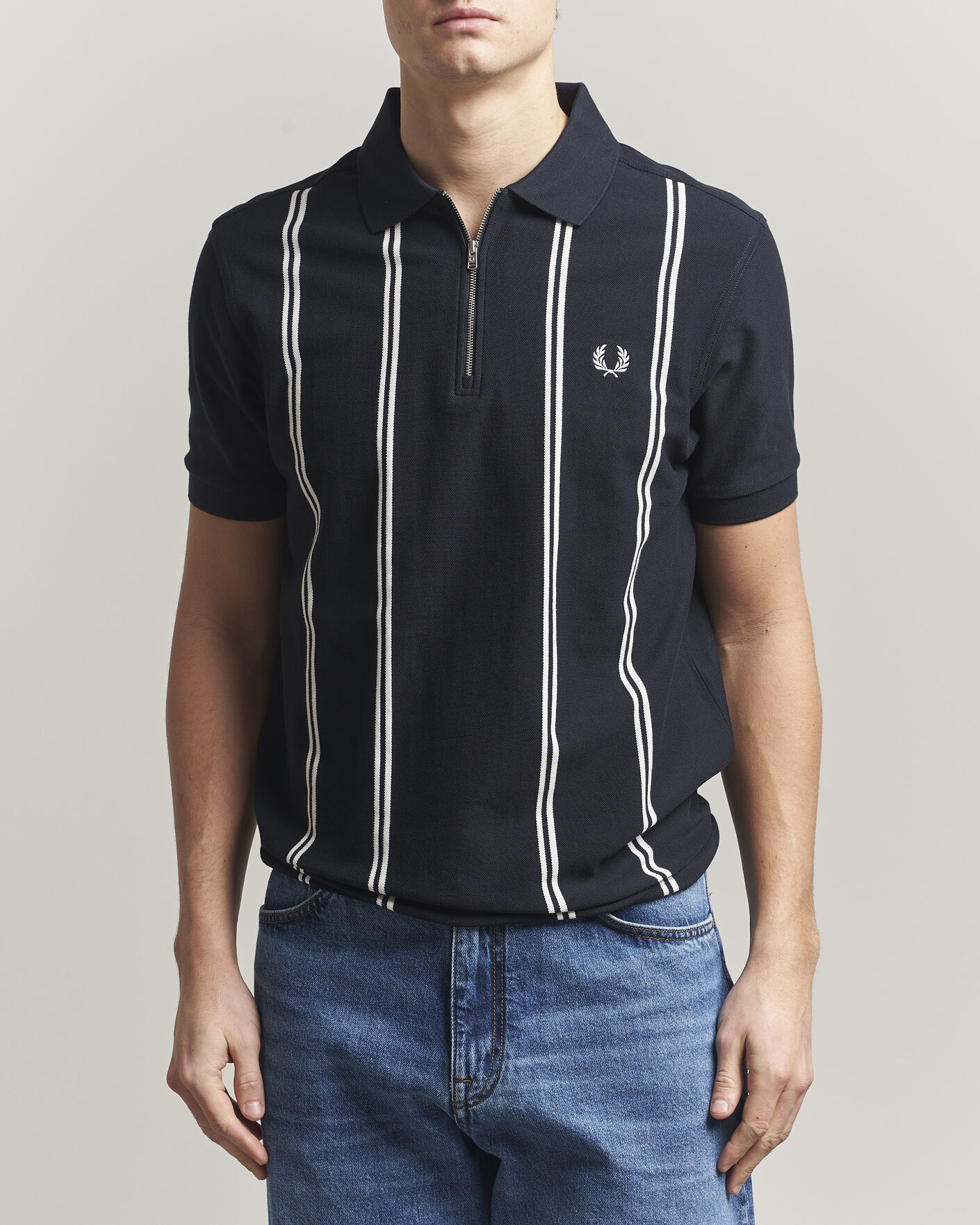 Mies | Pikeet | Fred Perry | Vertical Striped Polo Navy