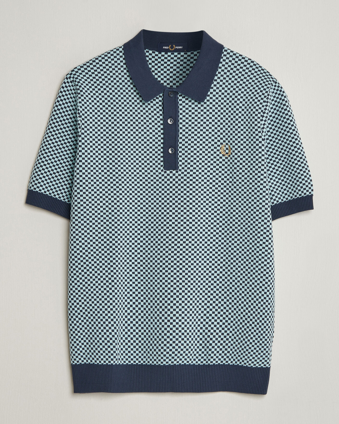 Mies | Pikeet | Fred Perry | Checkboard Knitted Polo Dark Airforce