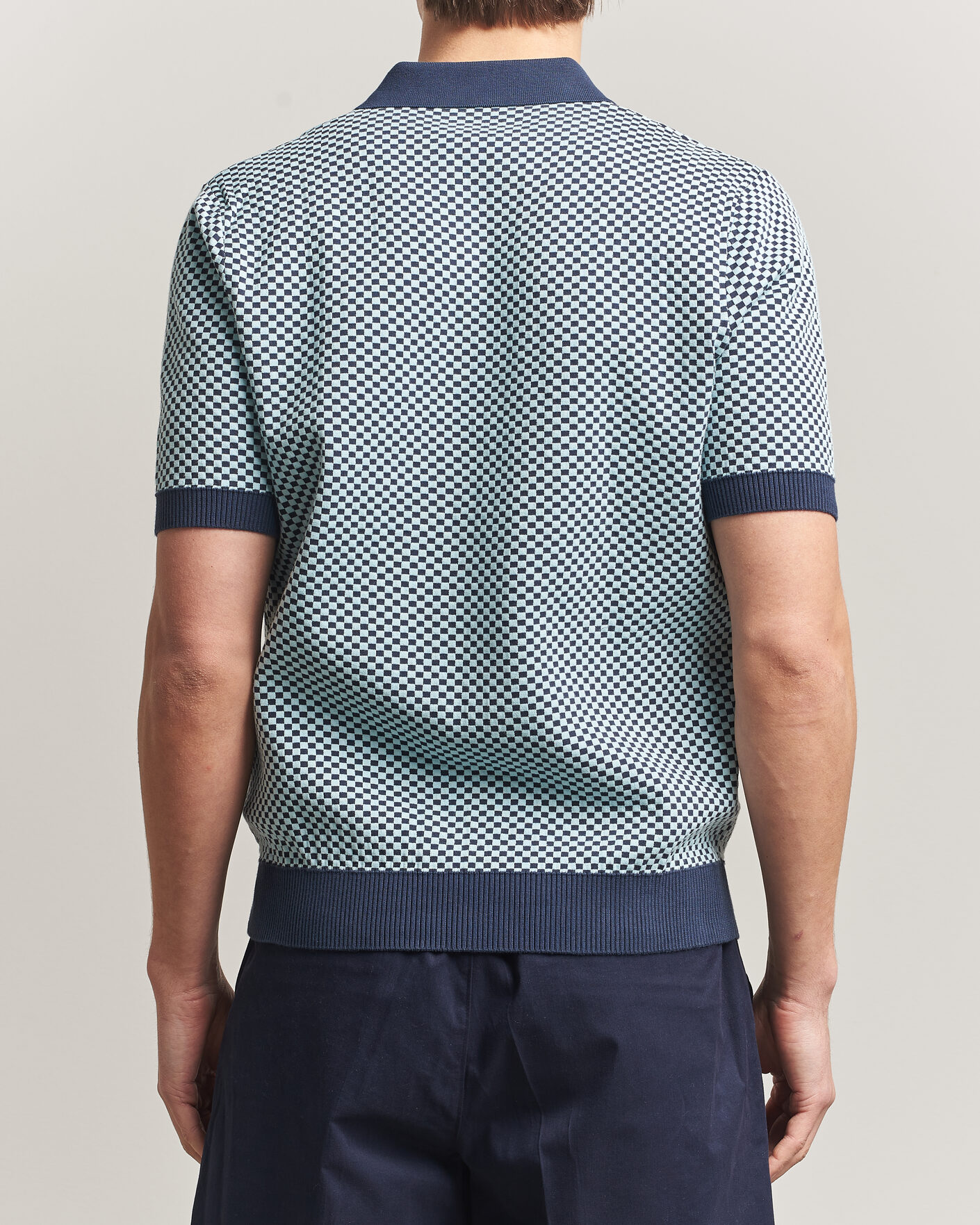 Mies | Pikeet | Fred Perry | Checkboard Knitted Polo Dark Airforce