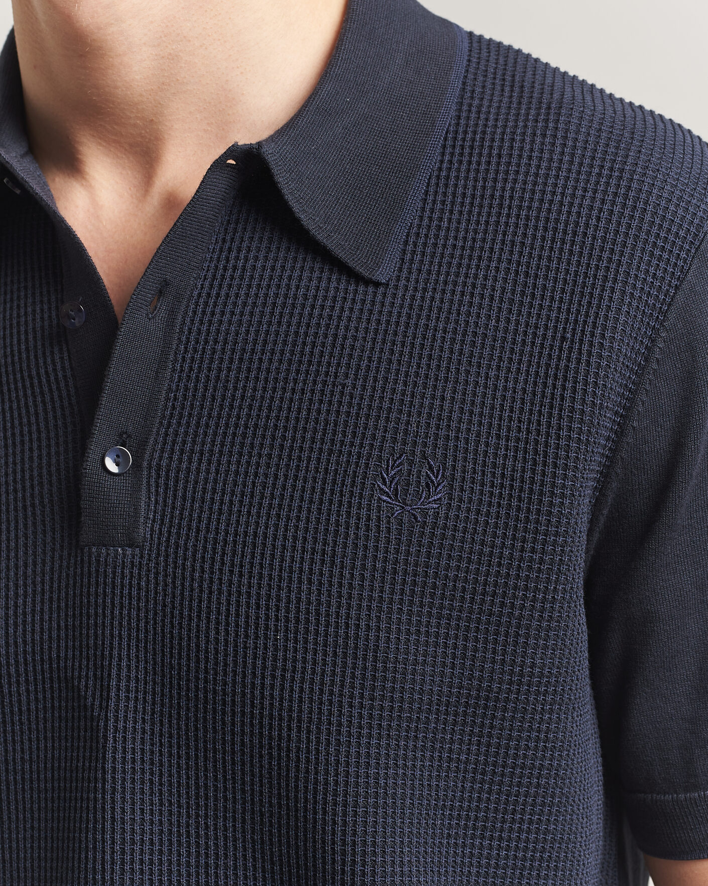 Mies | Pikeet | Fred Perry | Waffle Knitted Polo Navy