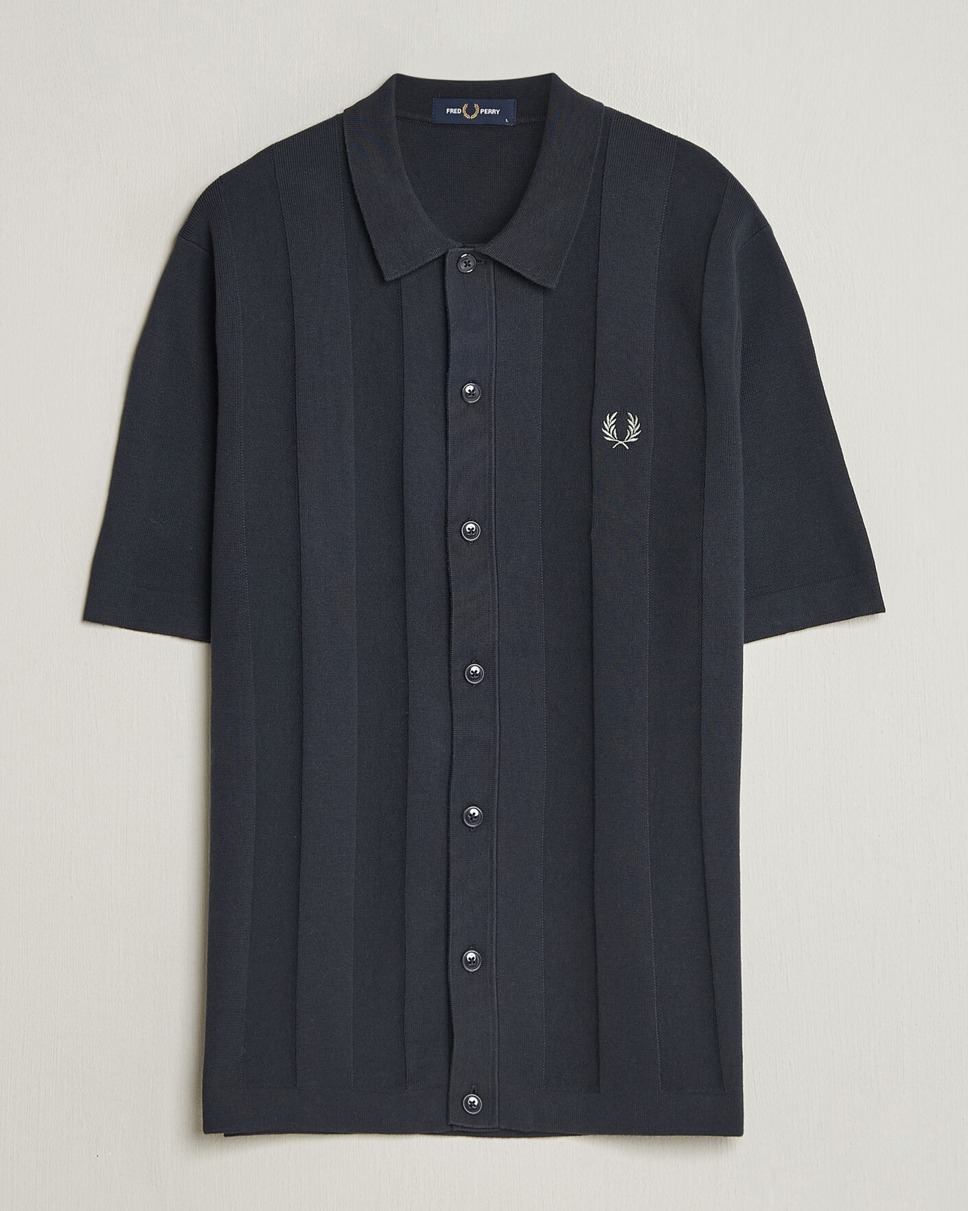 Mies | Kauluspaidat | Fred Perry | Tonal Vertical Striped Knitted Shirt Navy