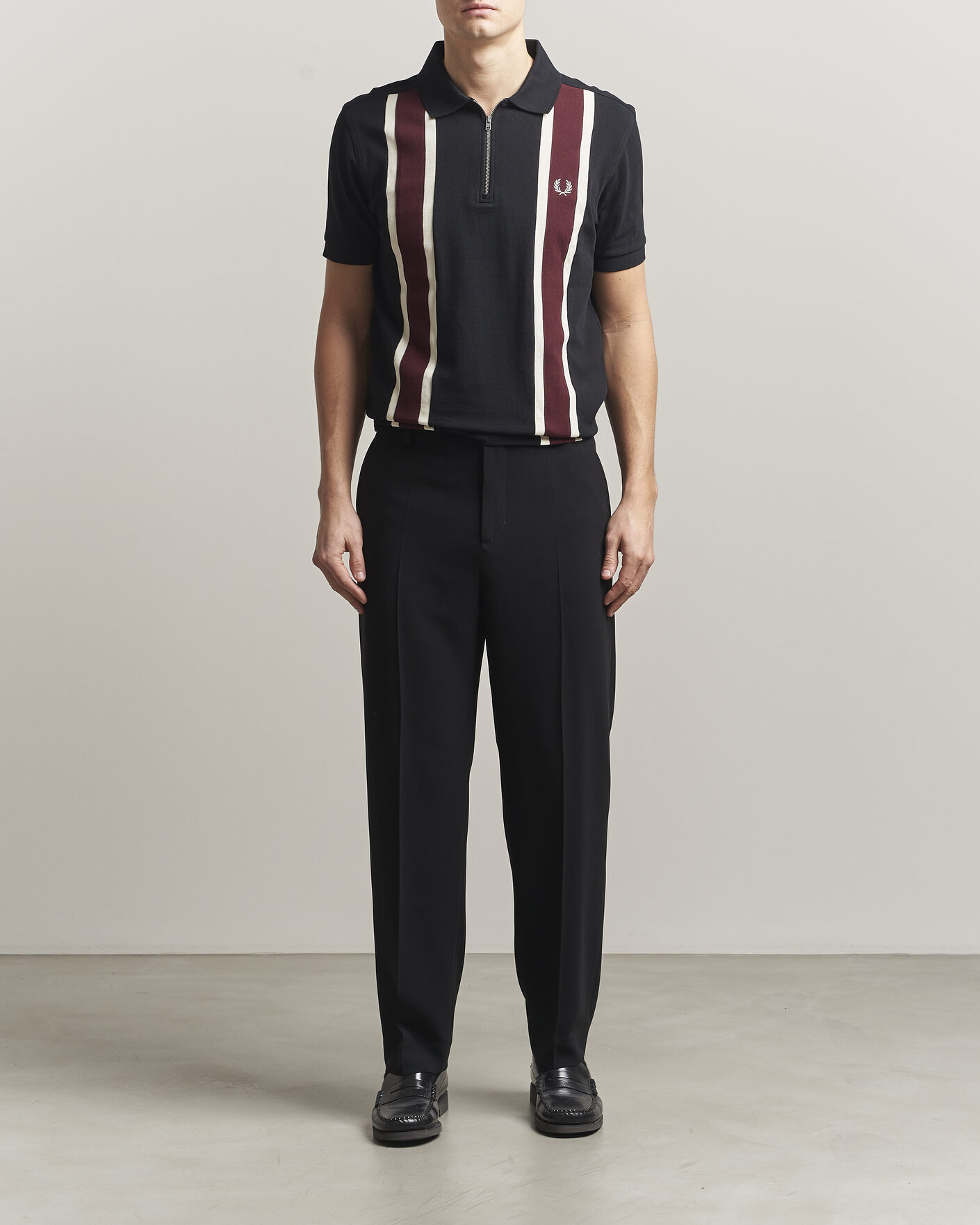 Mies | Pikeet | Fred Perry | Tramline Half Zip Polo Black