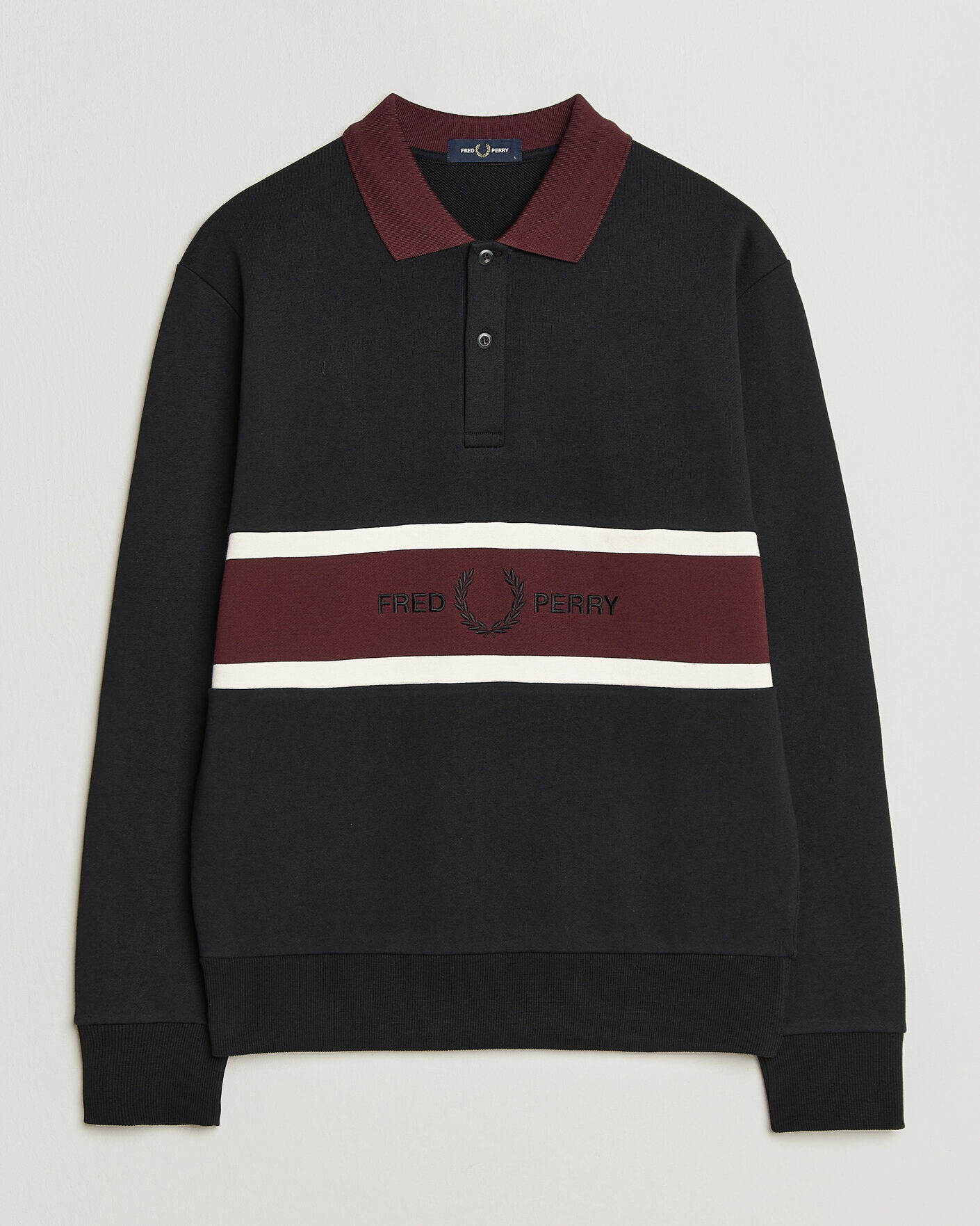 Mies | Puserot | Fred Perry | Embroidered Paneled Polo Sweater Black