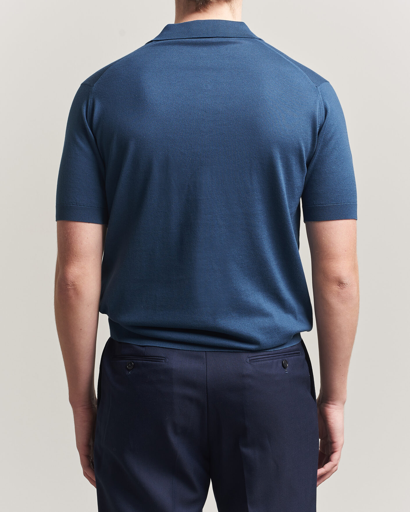 Mies | Pikeet | John Smedley | Adrian Slim Fit Sea Island Cotton Polo Delft Blue