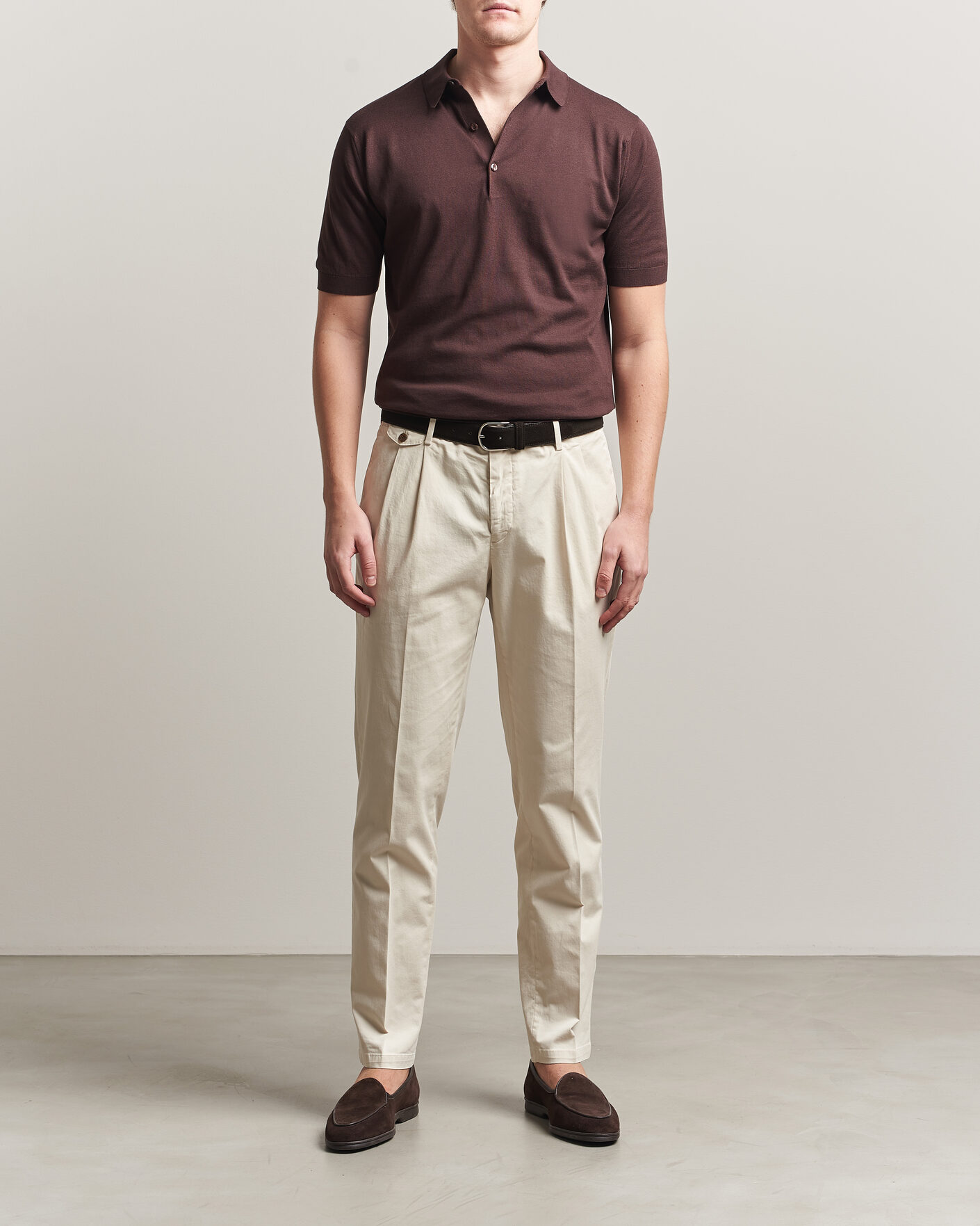 Mies | Pikeet | John Smedley | Adrian Slim Fit Sea Island Cotton Polo Raisin Brown