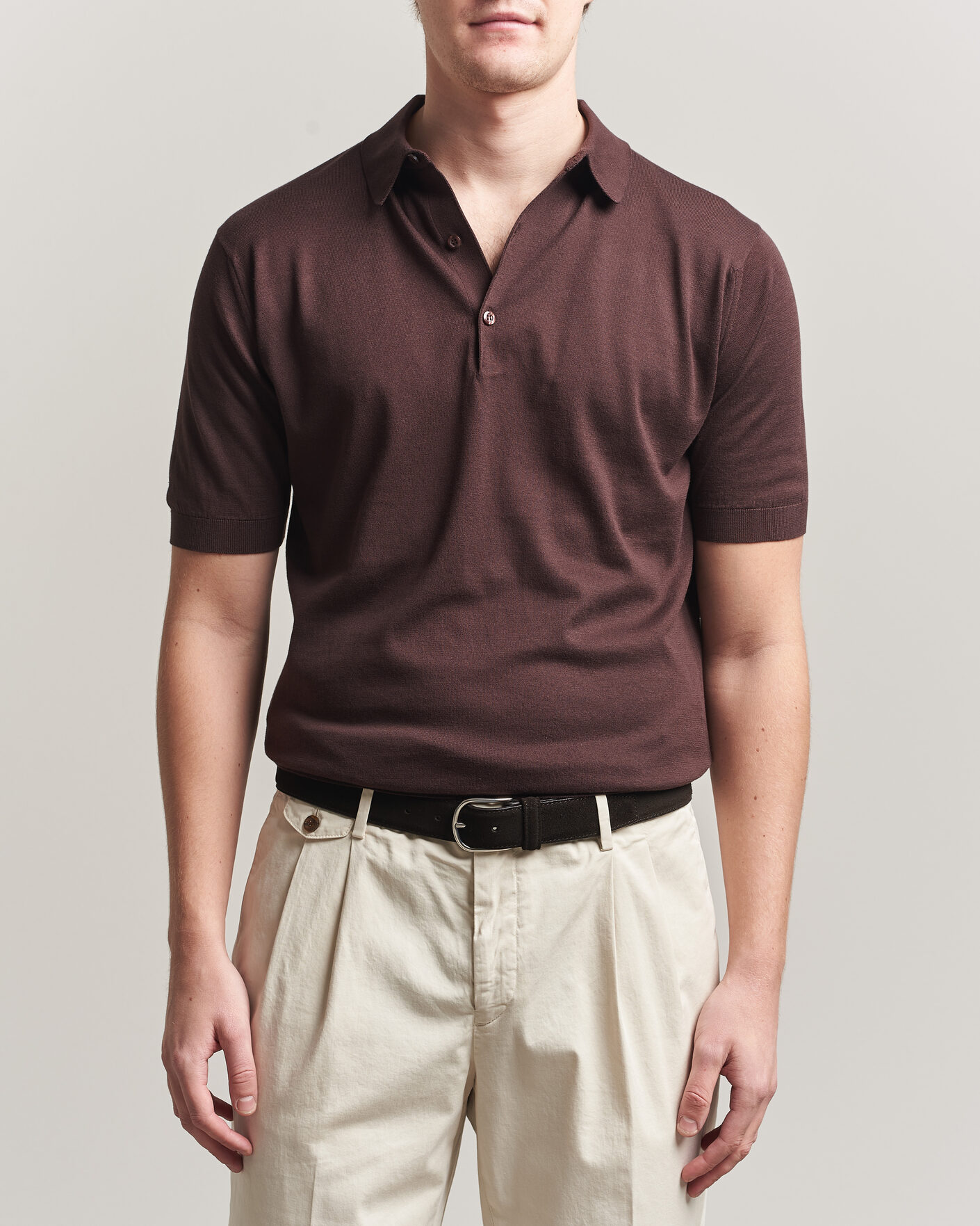 Mies | Pikeet | John Smedley | Adrian Slim Fit Sea Island Cotton Polo Raisin Brown