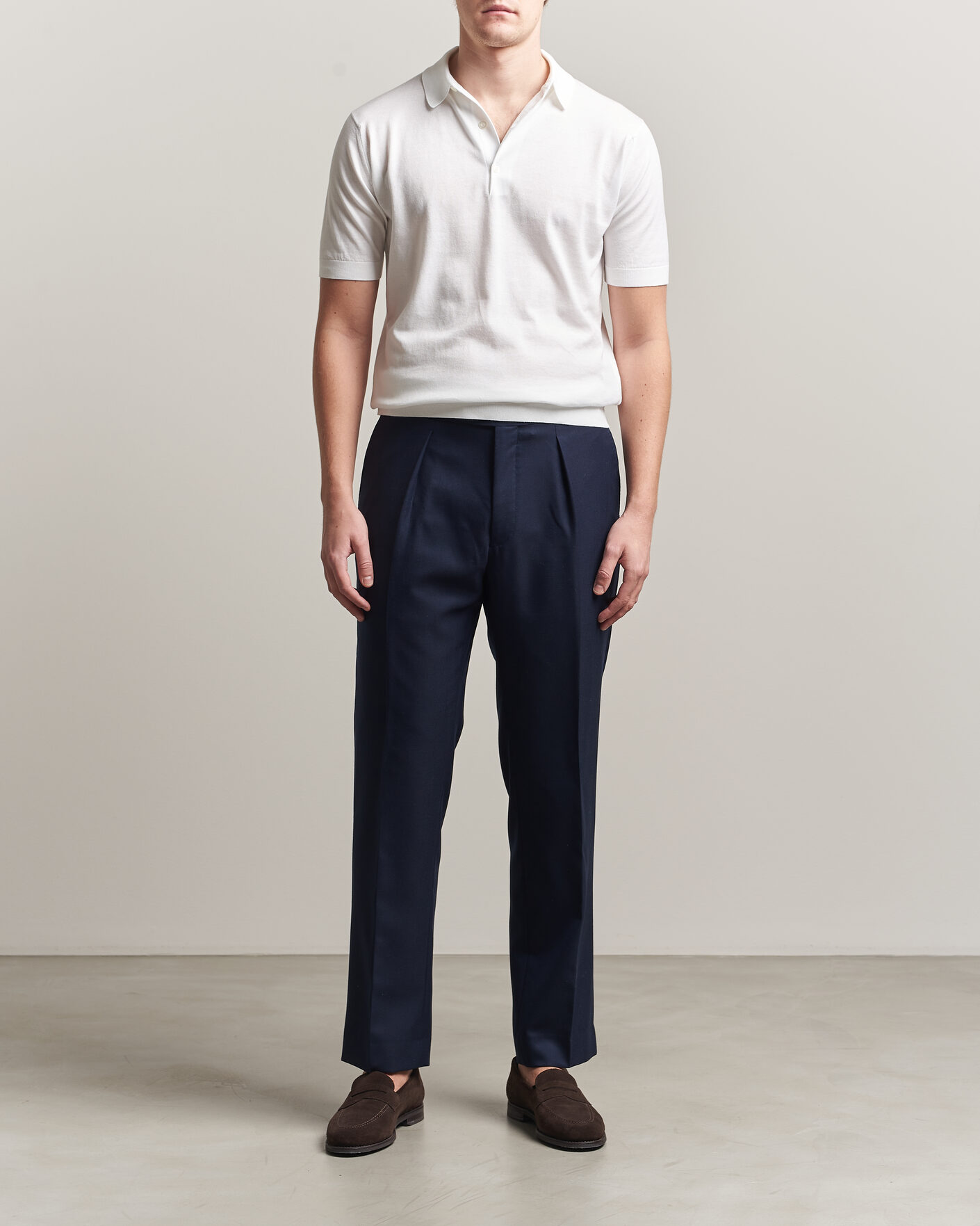 Mies | Pikeet | John Smedley | Adrian Slim Fit Sea Island Cotton Polo White