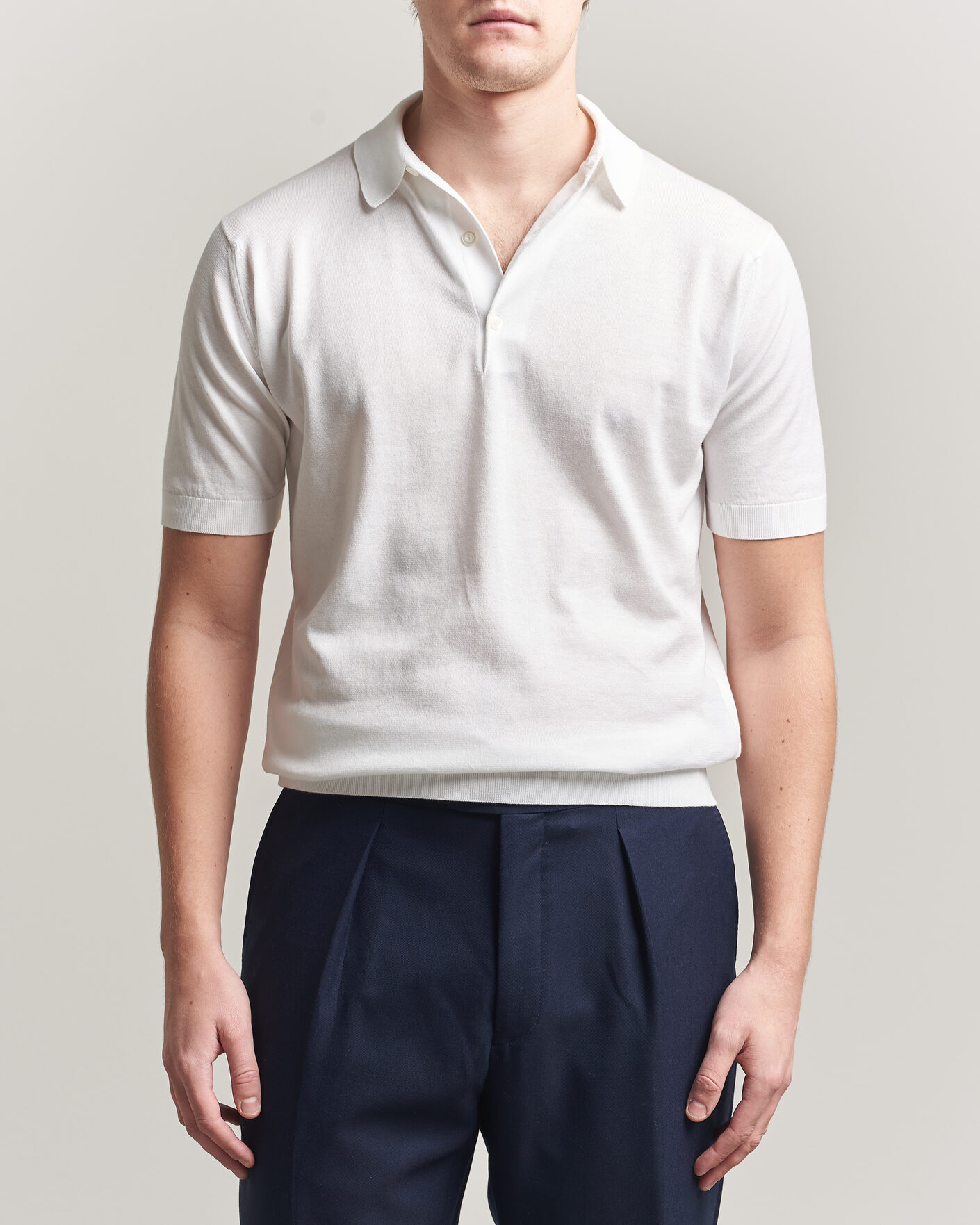 Mies | Pikeet | John Smedley | Adrian Slim Fit Sea Island Cotton Polo White