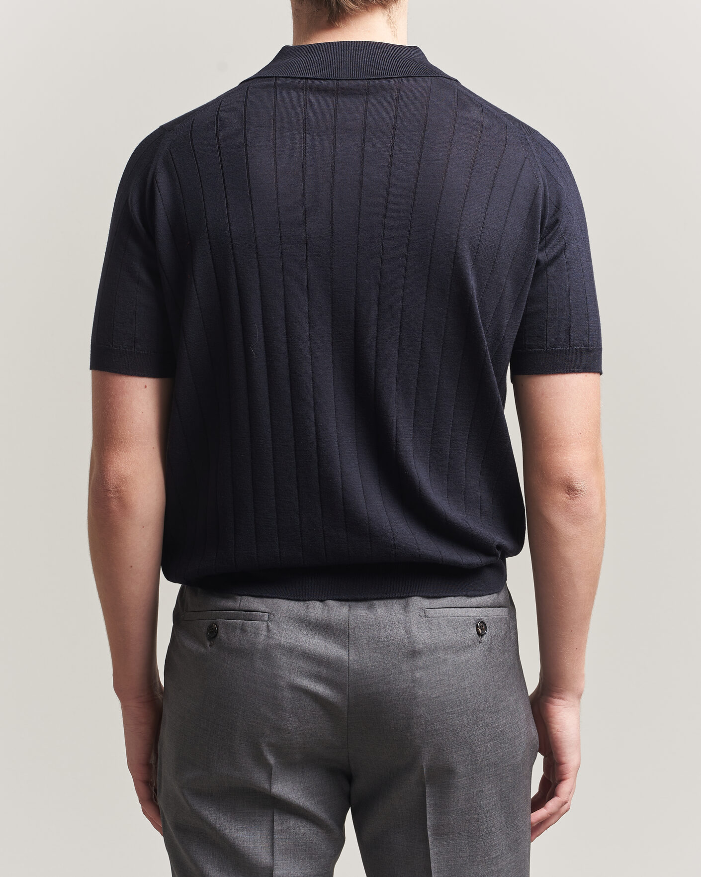 Mies | Pikeet | John Smedley | Williams Merino/Cotton Knitted Polo Navy