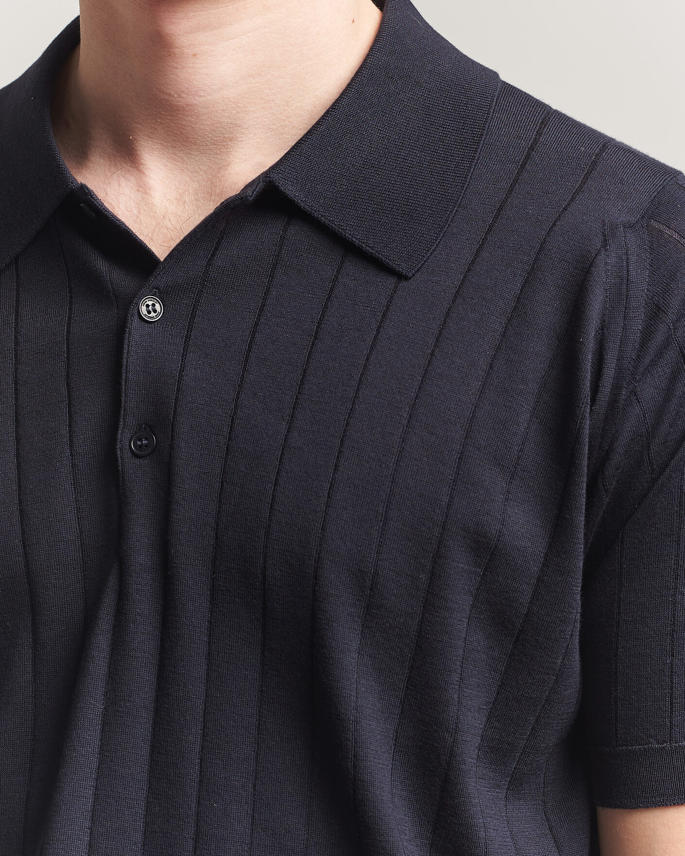 Mies | Pikeet | John Smedley | Williams Merino/Cotton Knitted Polo Navy
