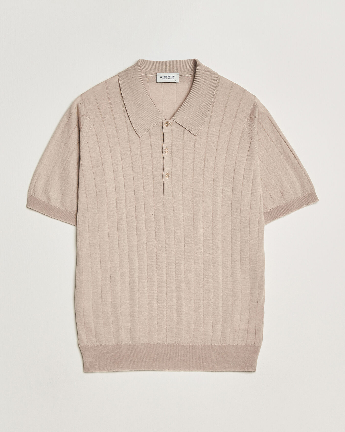 Mies | Pikeet | John Smedley | Williams Merino/Cotton Knitted Polo Oat
