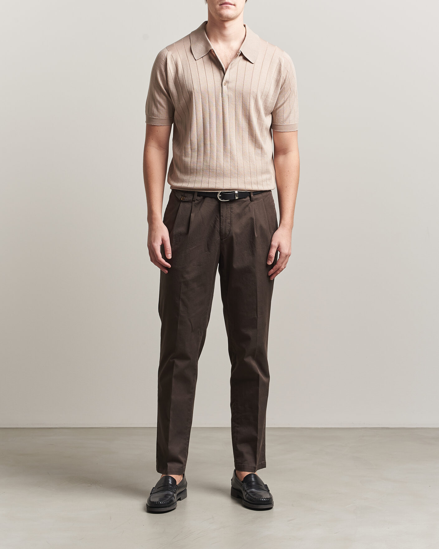 Mies | Pikeet | John Smedley | Williams Merino/Cotton Knitted Polo Oat
