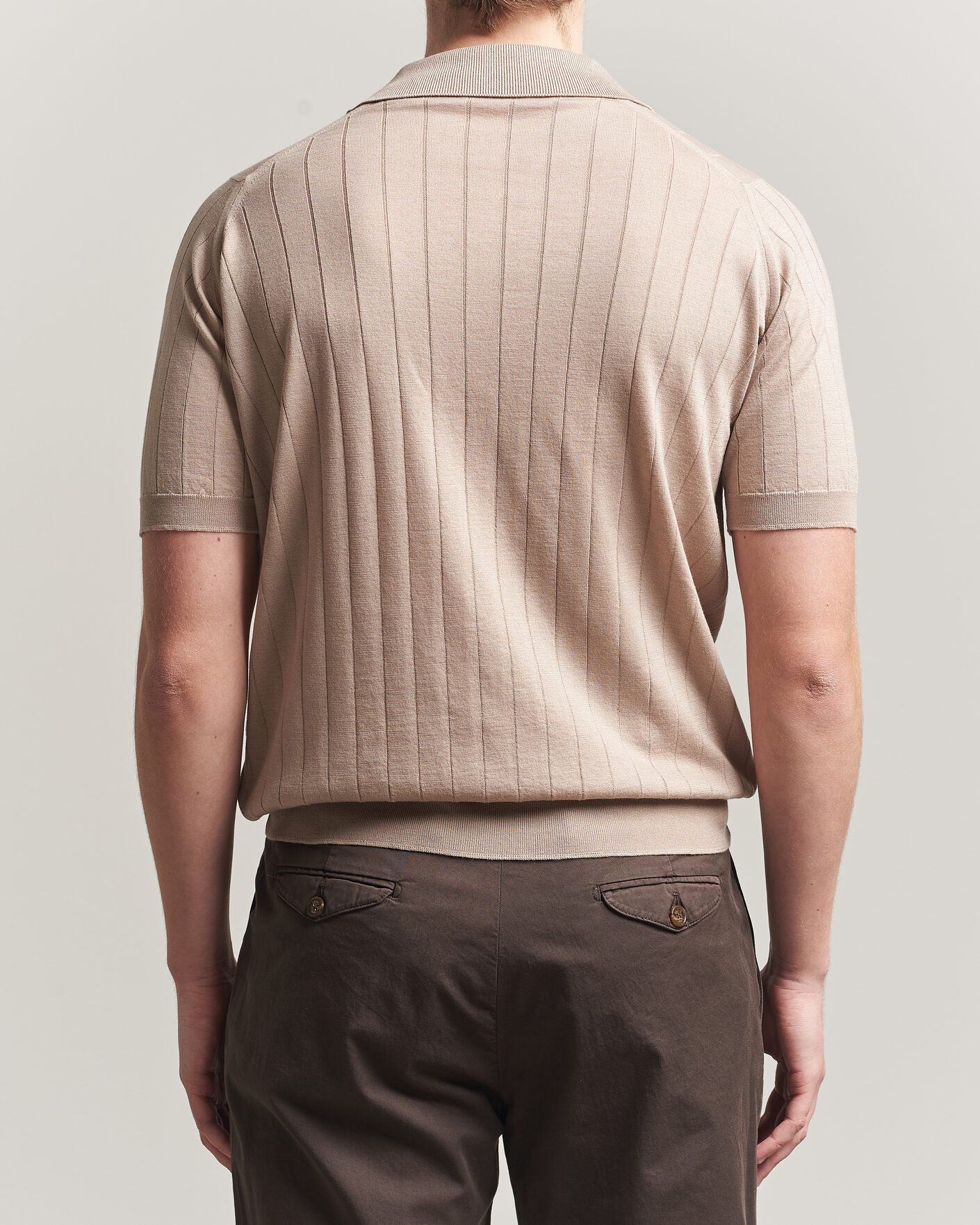 Mies | Pikeet | John Smedley | Williams Merino/Cotton Knitted Polo Oat