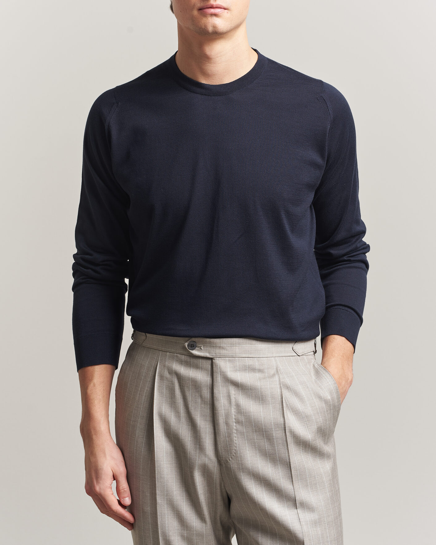 Mies | Puserot | John Smedley | Rowland Sea Island Crew Neck Pullover Navy