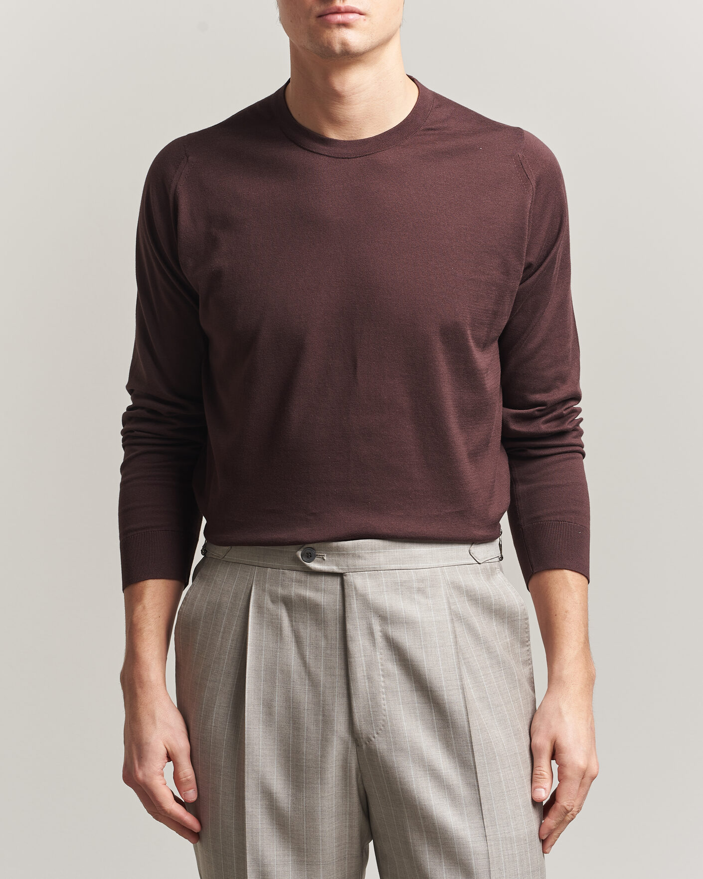 Mies | Puserot | John Smedley | Rowland Sea Island Crew Neck Pullover Raisin Brown