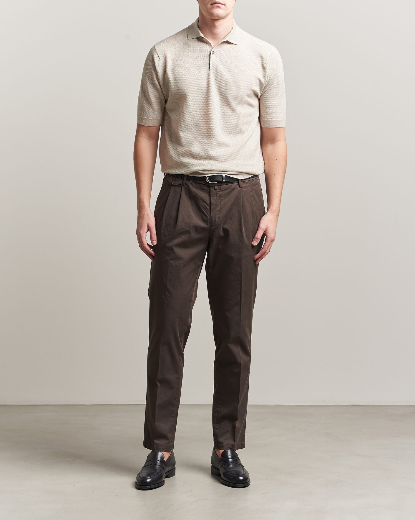 Mies | Pikeet | John Smedley | 14 Singular Knitted Textured Polo Grey Fleece