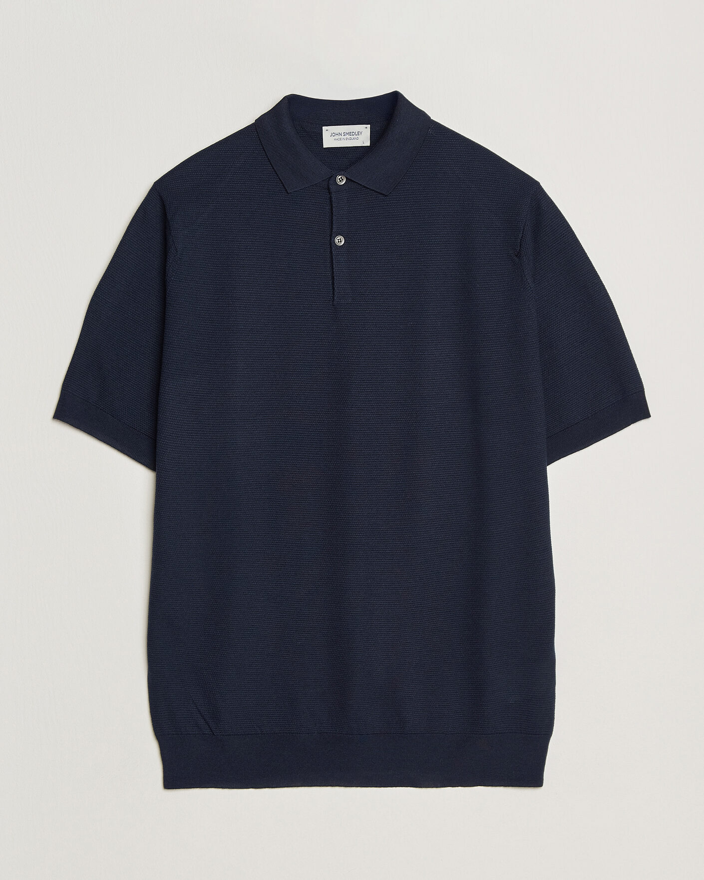 Mies | Pikeet | John Smedley | 14 Singular Knitted Textured Polo Midnight