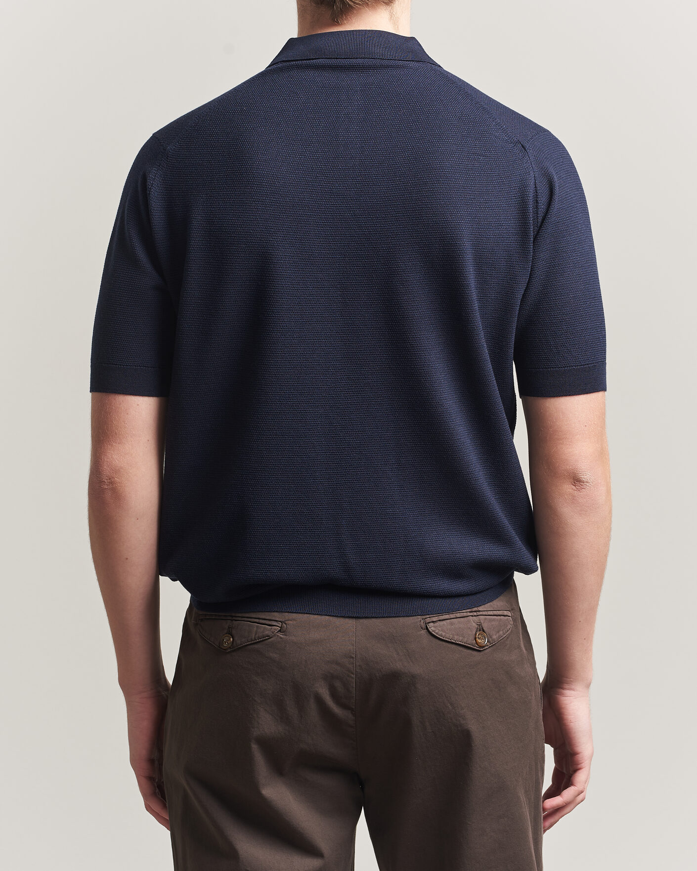 Mies | Pikeet | John Smedley | 14 Singular Knitted Textured Polo Midnight