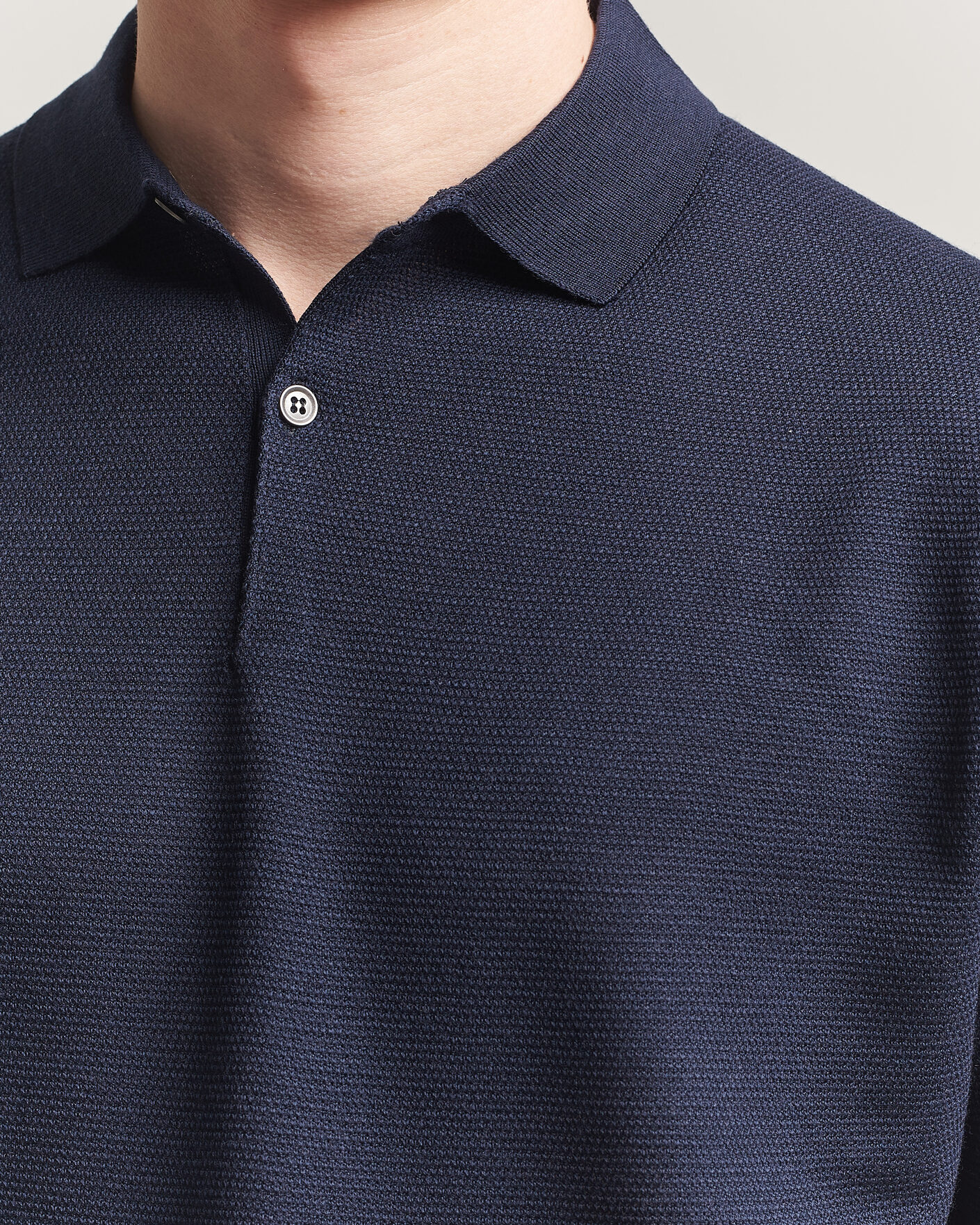 Mies | Pikeet | John Smedley | 14 Singular Knitted Textured Polo Midnight