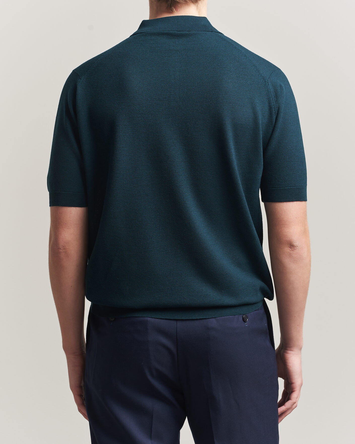 Mies | Pikeet | John Smedley | 14 Singular Knitted Textured Polo Richardson Green