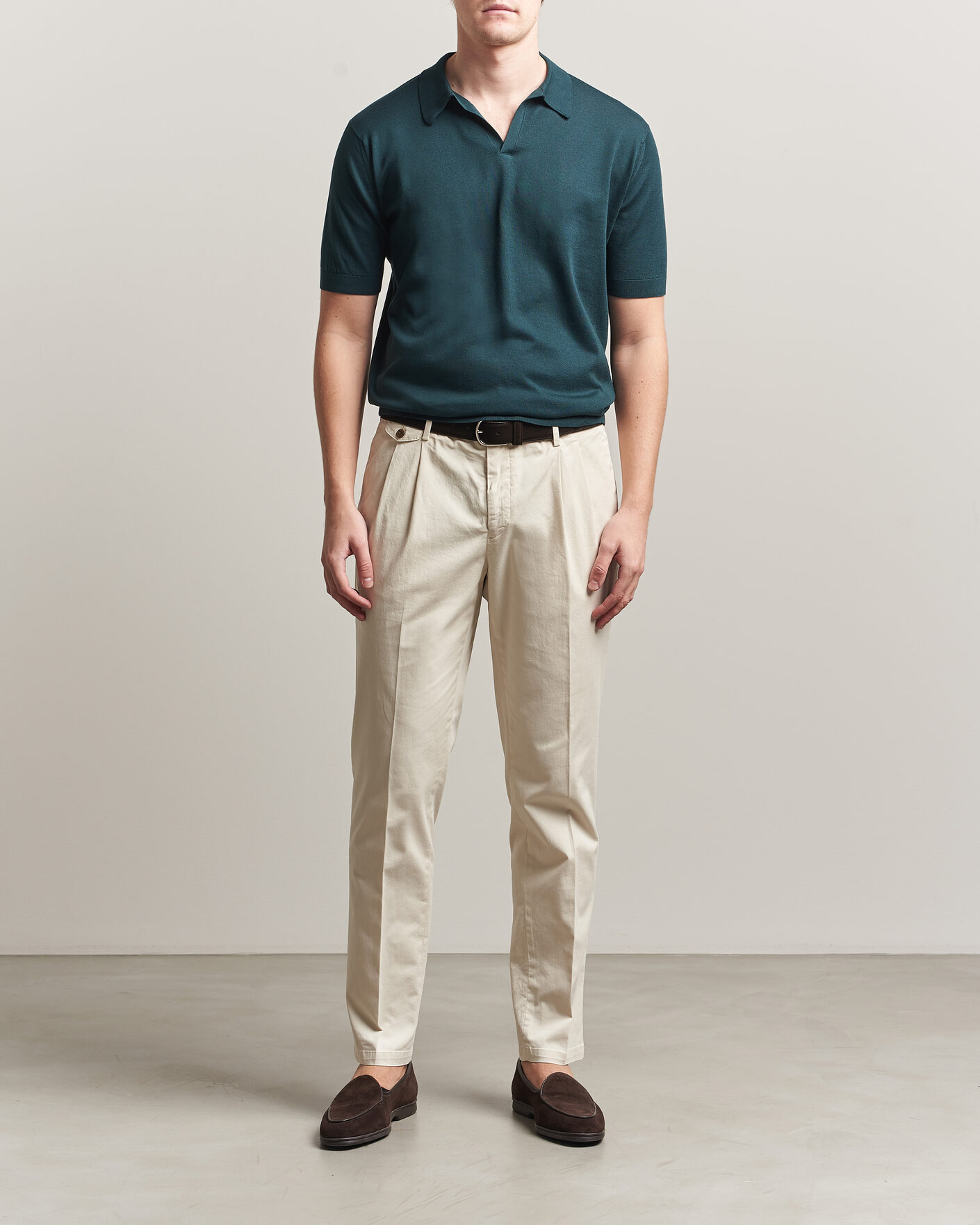 Mies | Pikeet | John Smedley | Noah Open Collar Sea Island Polo Rainforest