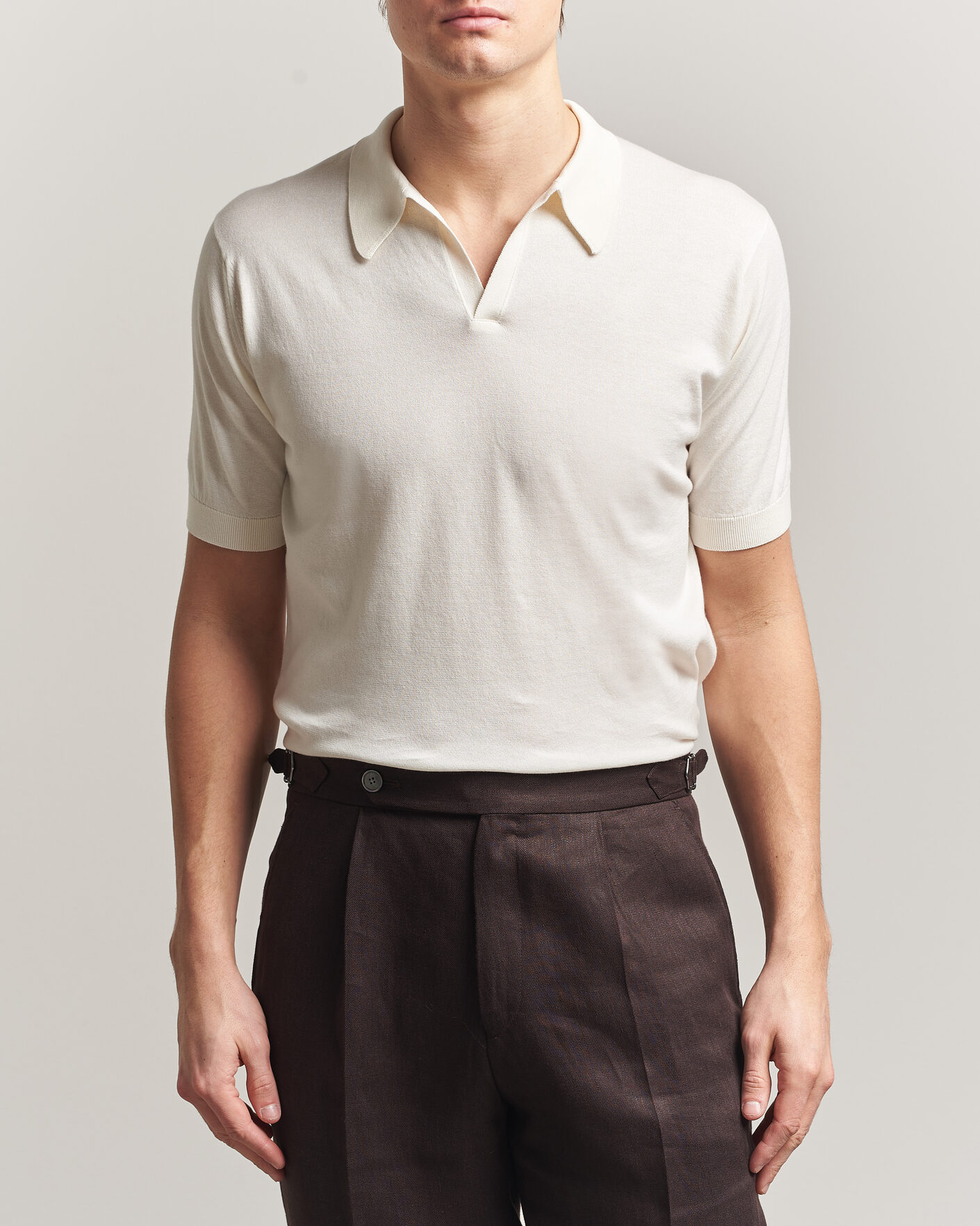 Mies | Pikeet | John Smedley | Noah Open Collar Sea Island Polo Starch
