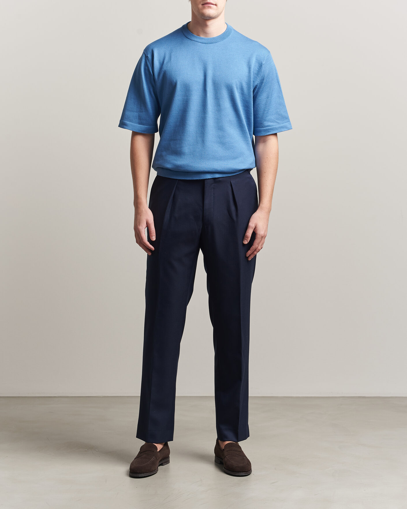 Mies | T-paidat | John Smedley | Tindall Sea Island Cotton T-Shirt Skye Blue